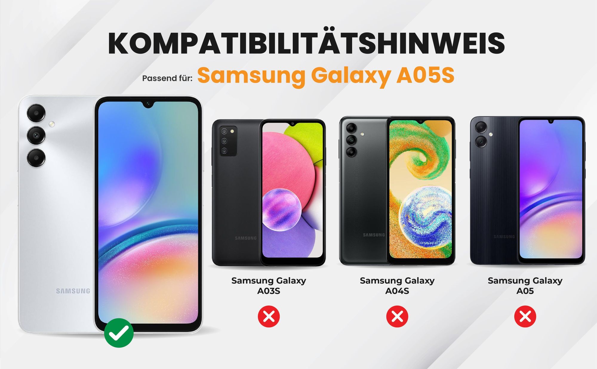 Kompatibilitätshinweise Hülle für Samsung Galaxy A05s