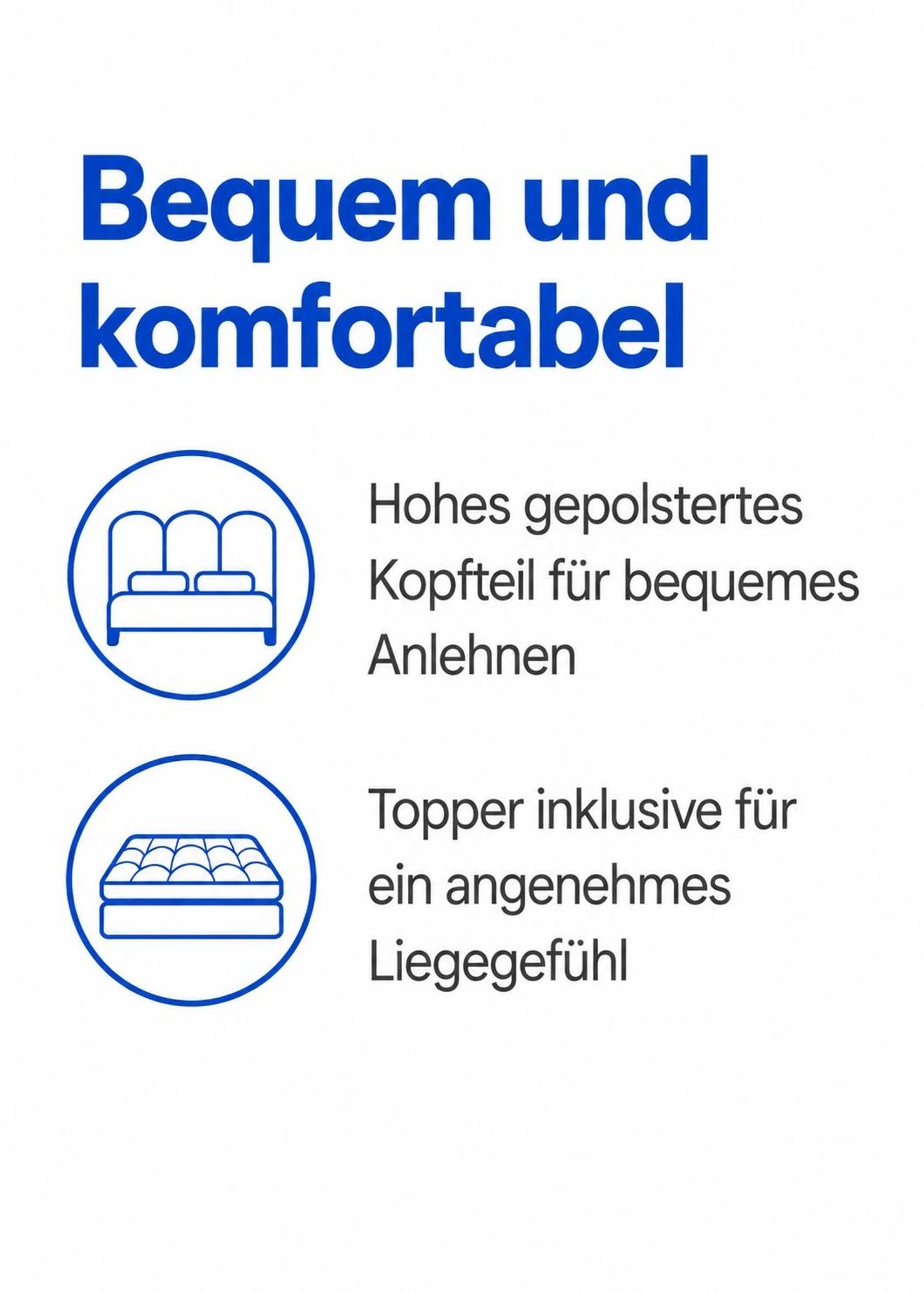 ROYAL: Hohes Polsterkopfteil zum Anlehnen und Topper für angenehmes Liegen