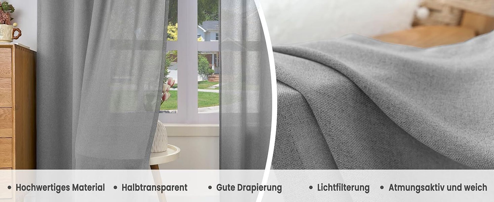 Woltu W0UTT0243, Grau, Einfarbig, Polyester, Maschinenwäsche