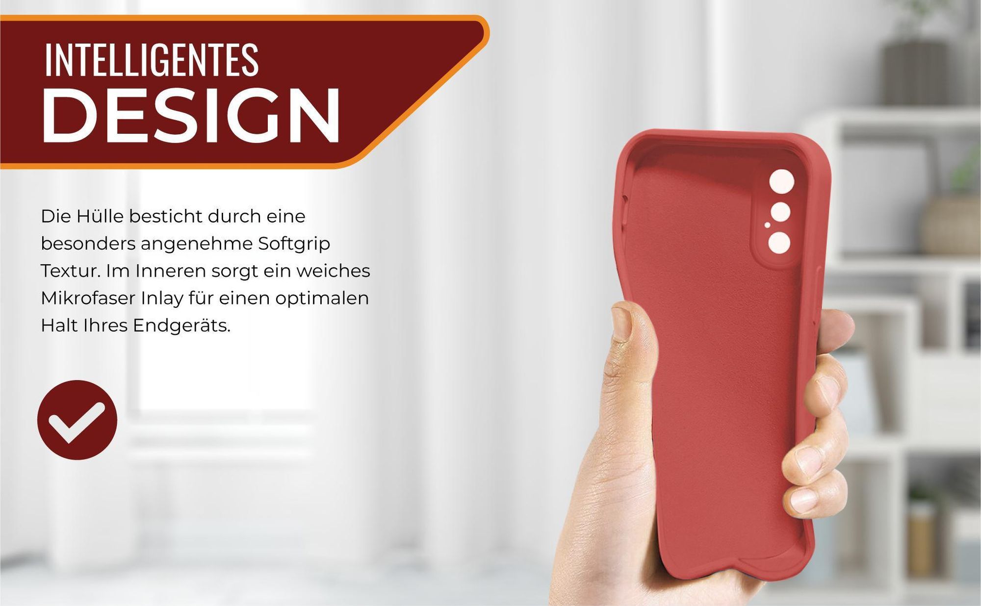 Slimcover in Rot für Apple iPhone X mit Mikrofraser Inlay