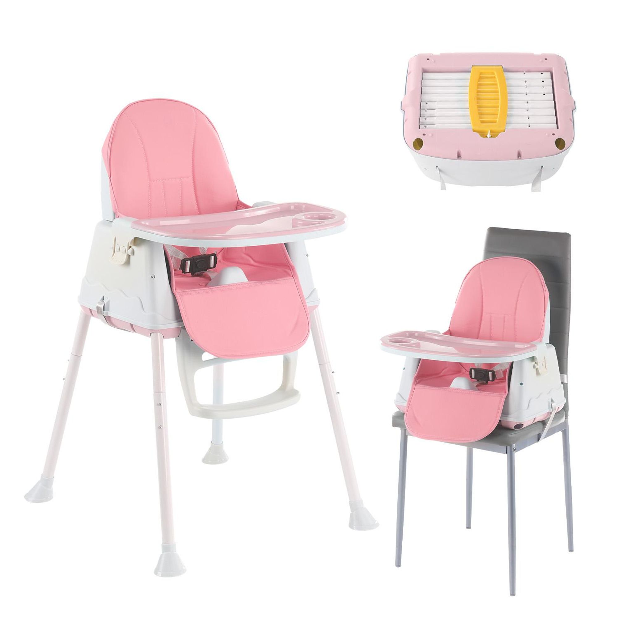OYAJIA Kinderstuhl 2-in-1 Baby Kinderstuhl, kinderstuhl Mitwachsend Stuhl Abnehmbar Verstellbare Höhe und Breite, Babystuhl mit Tablett 3-Punkt-Gurt