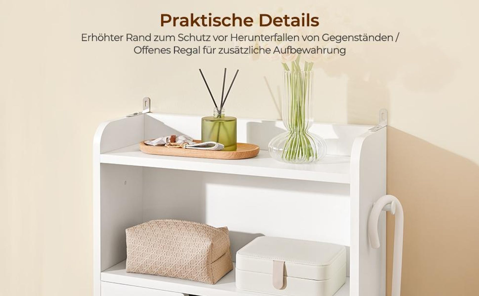 Yaheetech Schuhschrank Schuhkipper mit 2 Klappen, 17 cm schmal, Schuhregal mit offenem Fach, Weiß