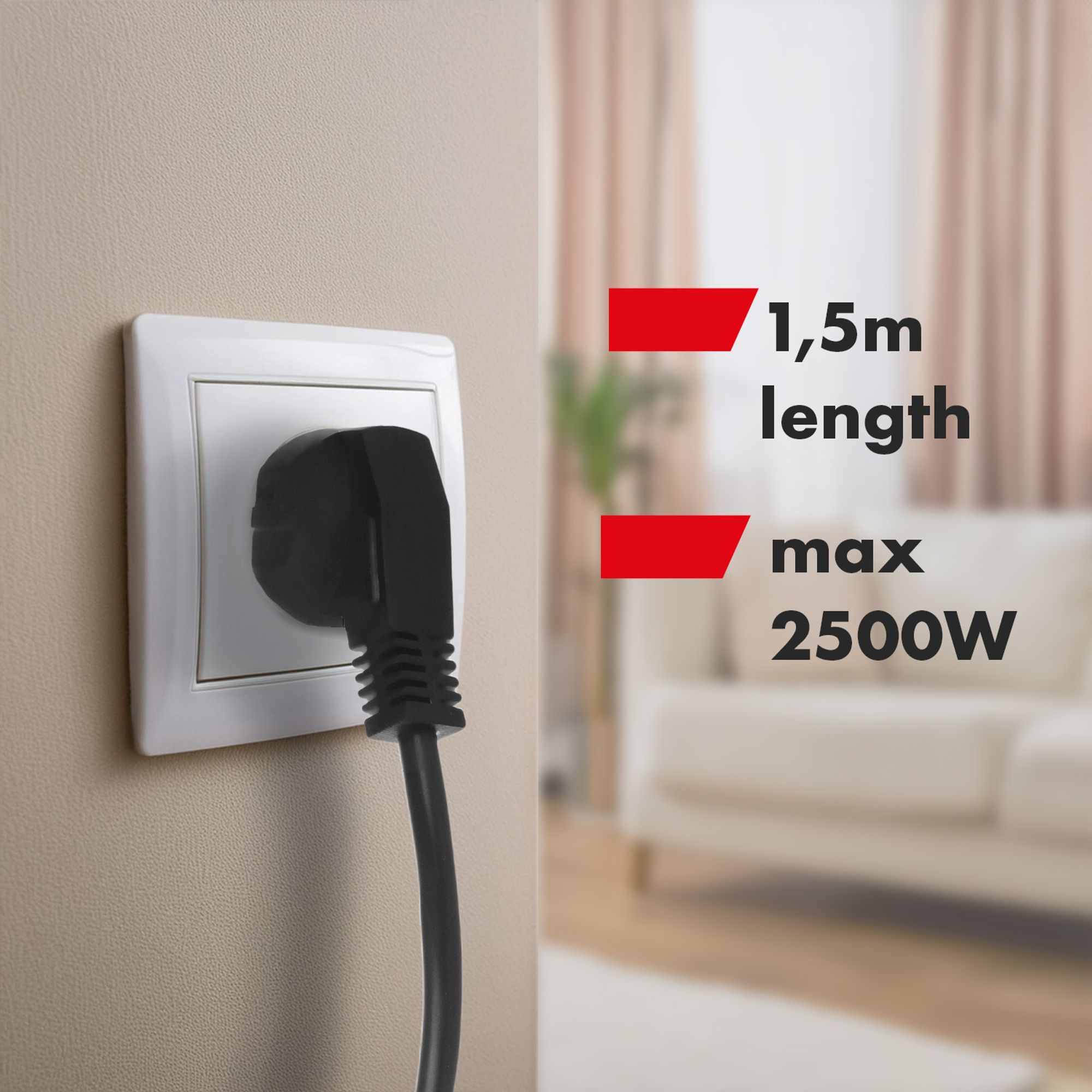 Maclean Steckdosenleiste, 4-poliges Verlängerungskabel + USB A/C mit Schalter 250VAC/10A, 1,5m schwarz MCE508 B