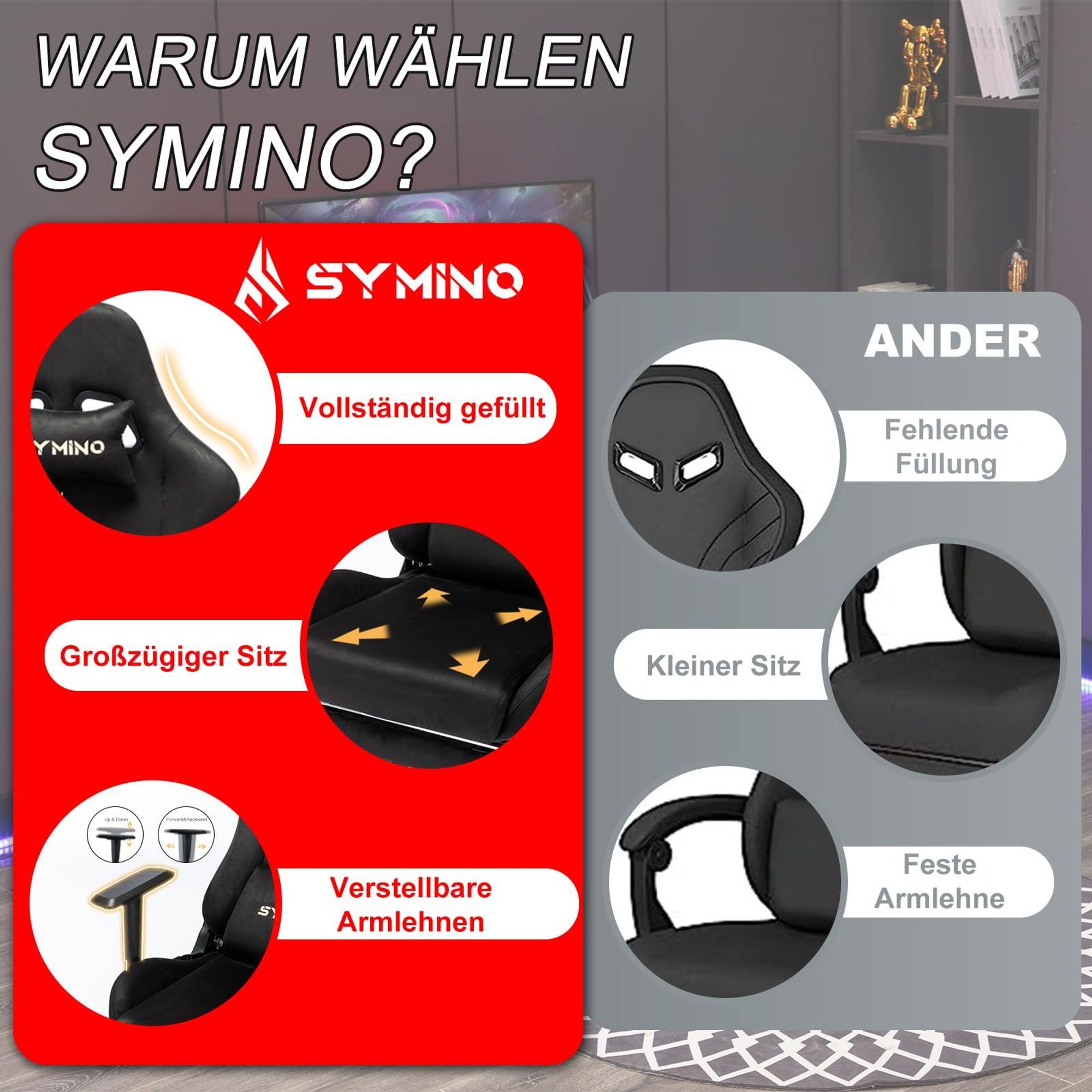 Vergleich des Gaming-Stuhls mit Konkurrenzprodukten