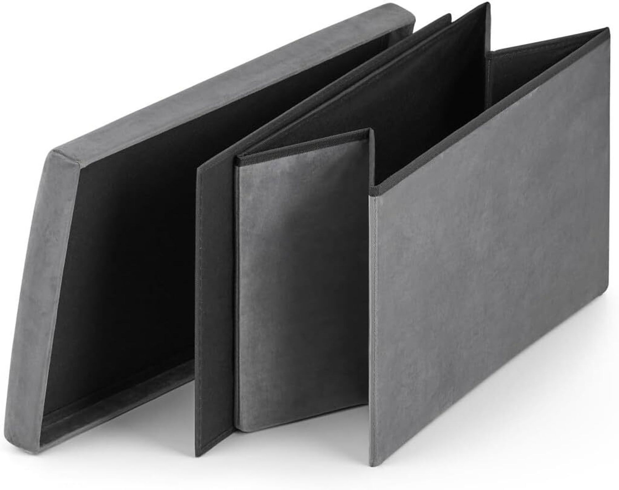 VBChome Sitzpouf 60 x 38 x 38 cm Grau Sitzhocker mit Stauraum Fußbank Truhen Aufbewahrungsbox faltbar Fußstütze Material - Samt 60x38x38 cm