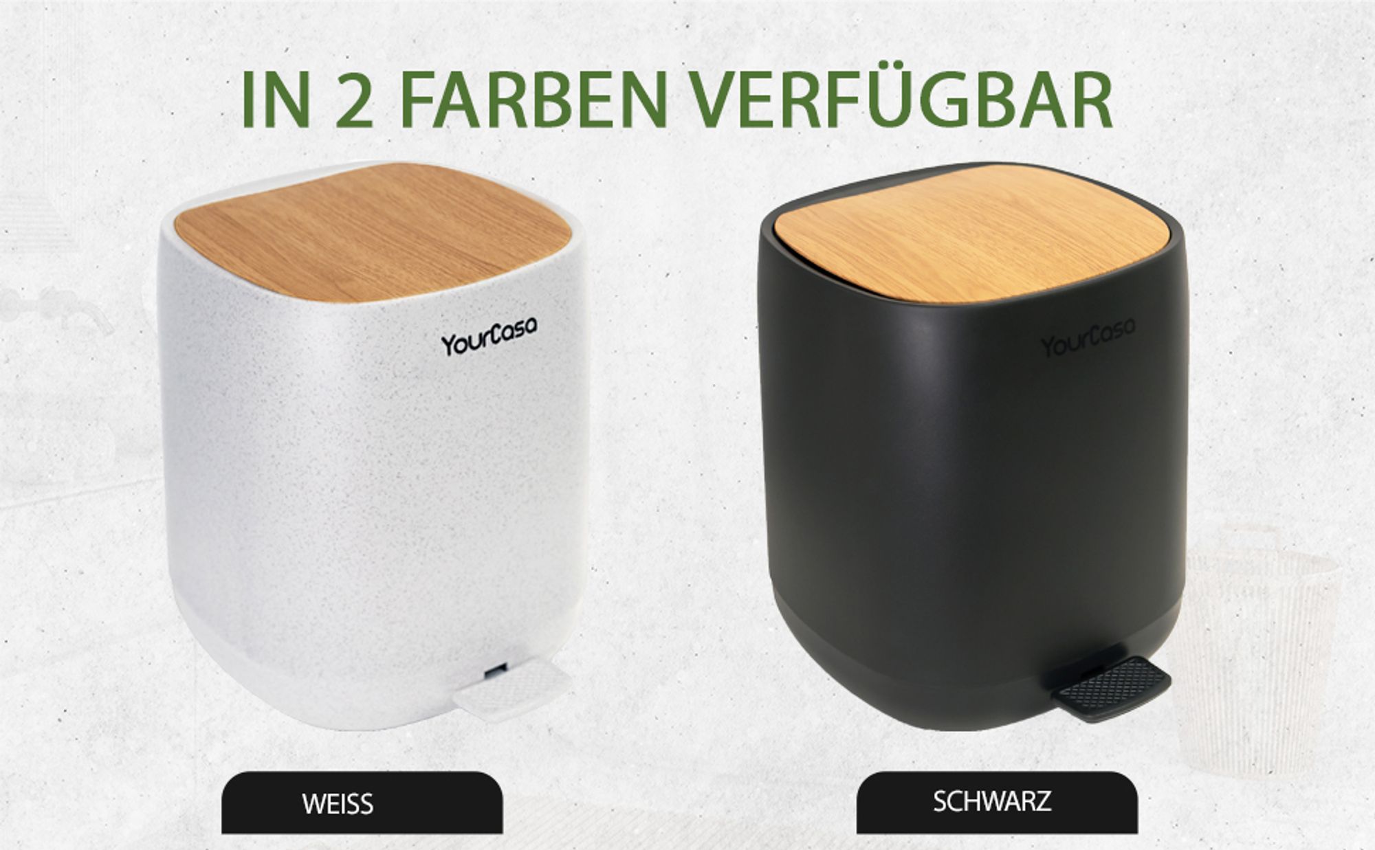 YourCasa Mülleimer Bad [5L] - Badmülleimer - Badezimmer Mülleimer Klein - Kosmetikeimer Bad Mülleimer mit Deckel und Softclose Abfalleimer Bad