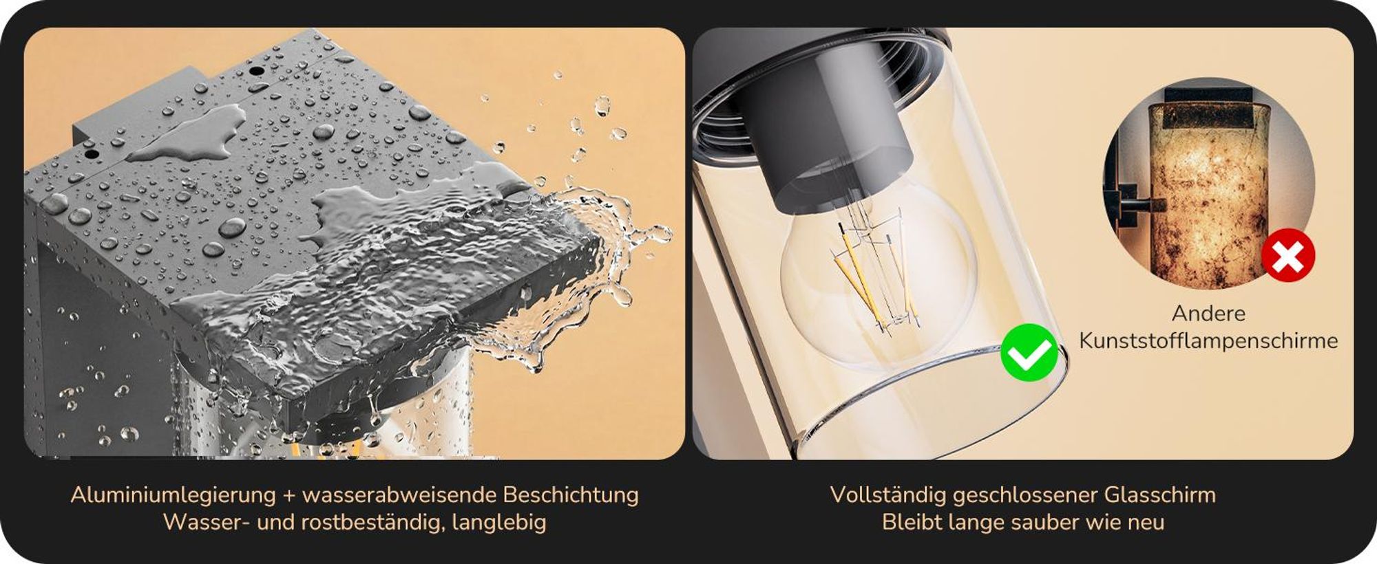 EDISHINE Wandleuchte außen mit Bewegungsmelder,IP44 Wandlampe mit E27-Fassung, Moderne Wandlampe für Haustür, Fassade, Anthrazit