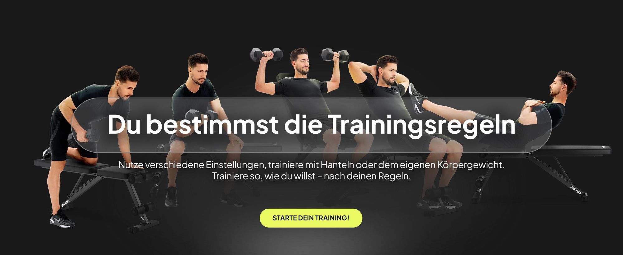 ZIPRO Stride Hantelbank Klappbar - Trainingsbank Verstellbar 300 kg Flachbank Schrägbank Negativbank Kraftstation Fitnessgerät für Zuhause