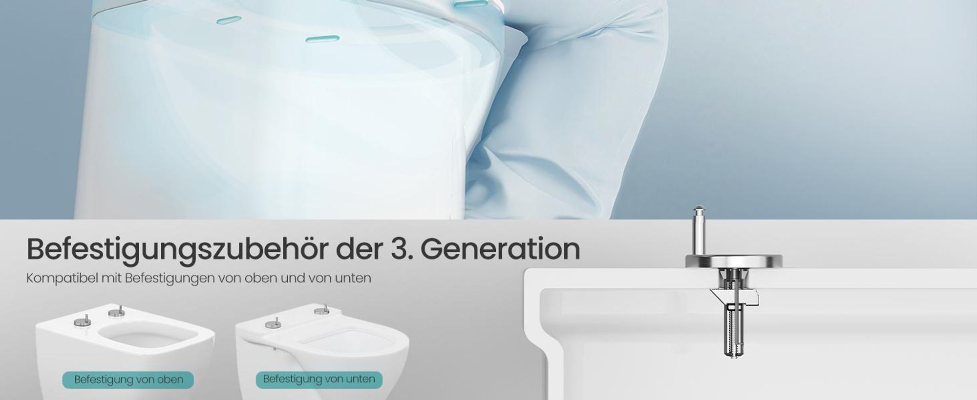 SONGMICS WC-Sitz lange D-Form, Absenkautomatik, abnehmbarer Toilettendeckel, Griff, einfache Montage, bis 300 kg, weiß