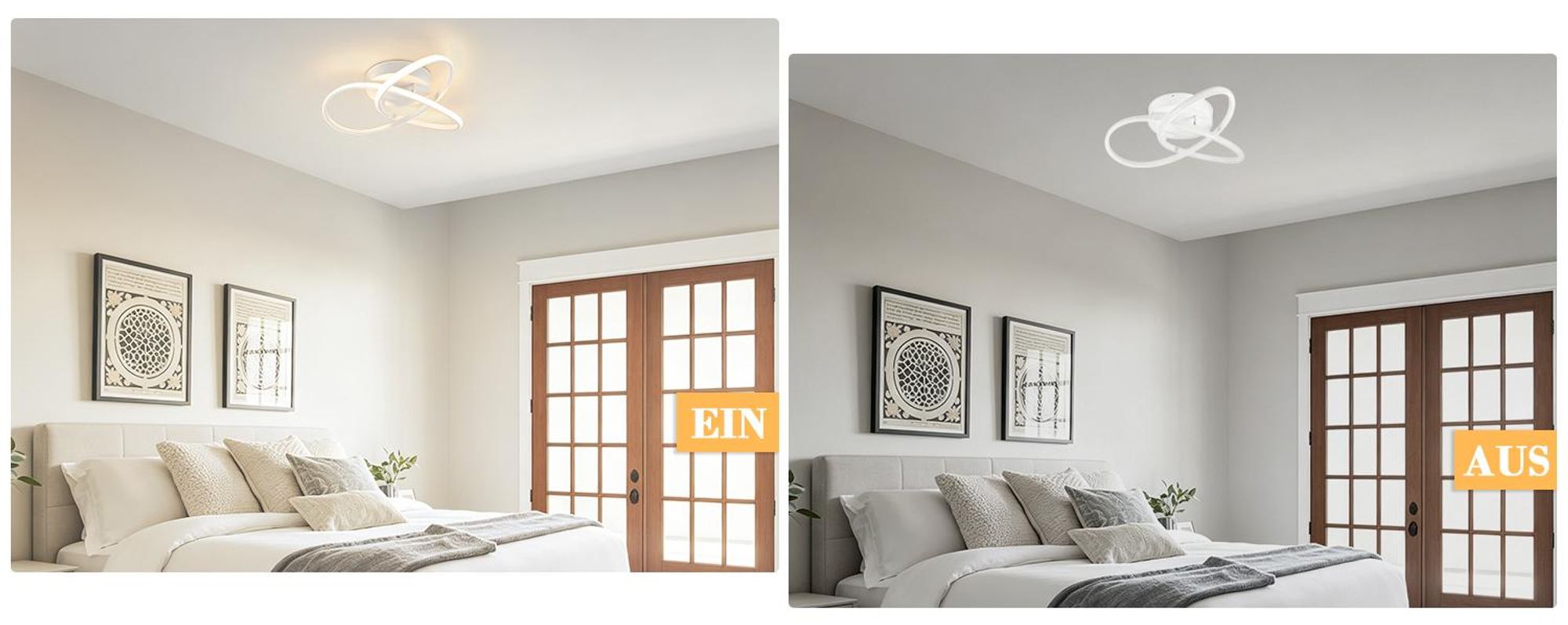 ZMH LED plafoniera Dimmerabile con telecomando Lampada da soffitto 40CM 33W Moderna lampada di design bianco geometrico per soggiorno camera da letto cucina corridoio