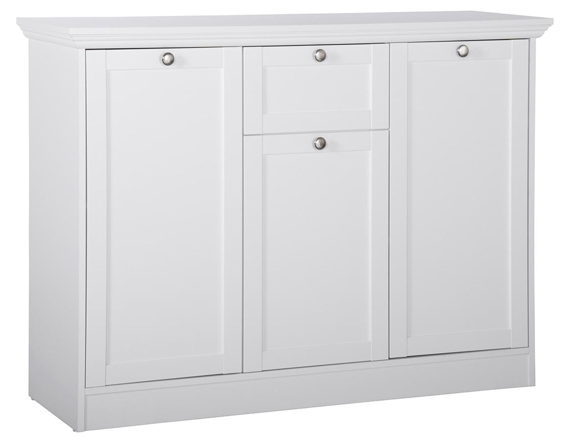 Landsted I Sideboard – Weißes Landhaus-Sideboard mit Stauraumwunder & Metallgriffen