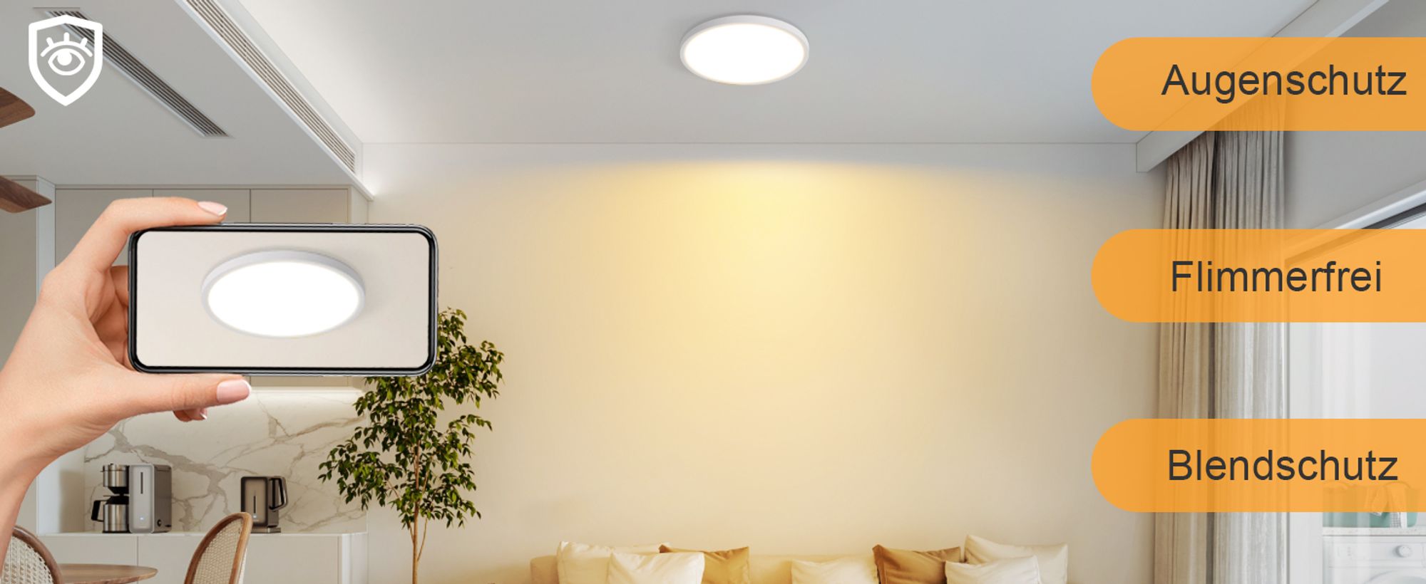 ZMH Deckenlampe LED Deckenleuchte Flach Schlafzimmerlampe 18CM Badezimmerlampe 15W Küchenlampe  Schlafzimmer weiß Deckenbeleuchtung Flurlampe Decke Badlampe 3000K für Küche Flur
