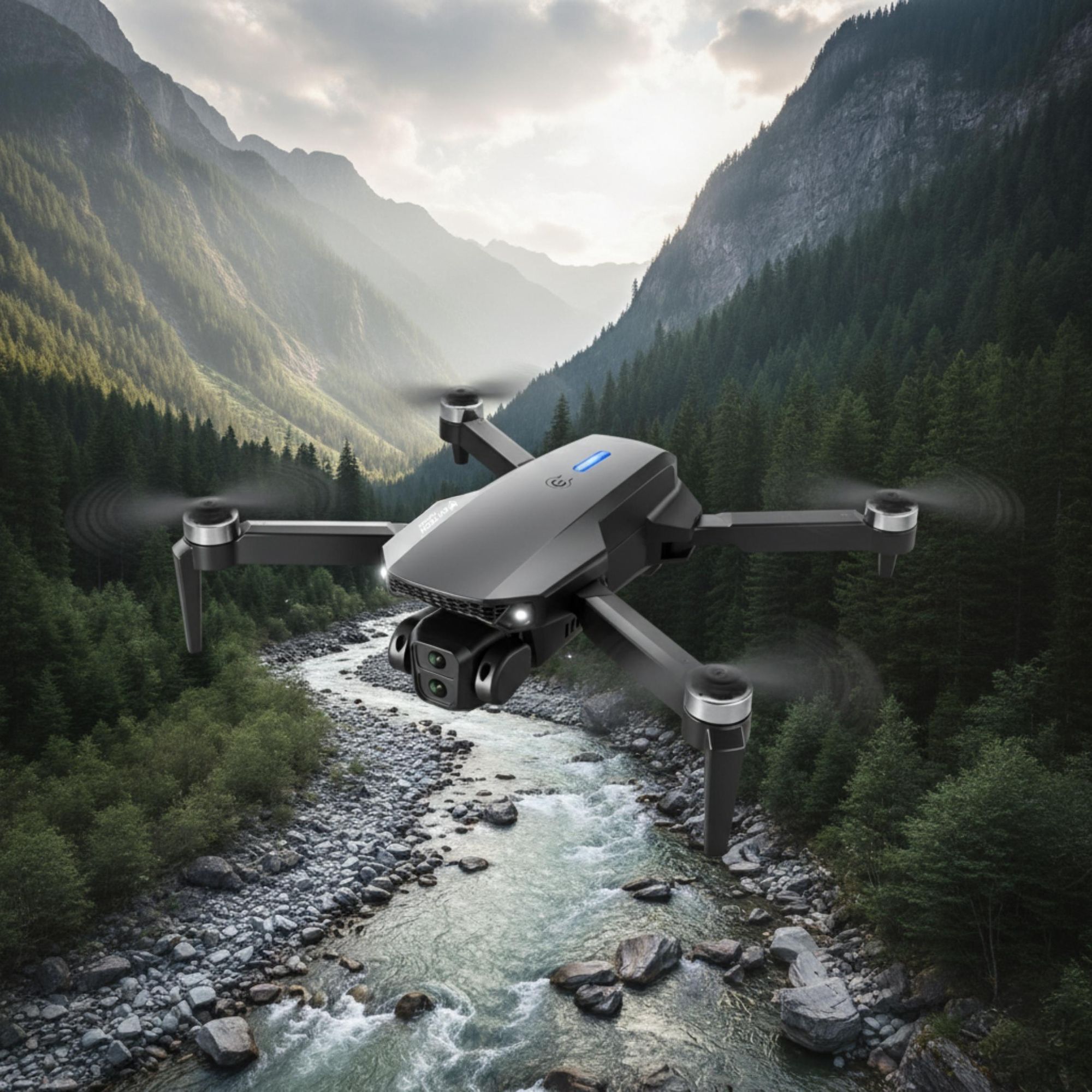 Drohne mit 2 Kameras & Brushless Motor, FlyPro2X Spielzeug Quadcopter für Anfänger, 30 Min Flugzeit (3 Akkus), FPV WiFi & Koffer, EVI TECH Service PL