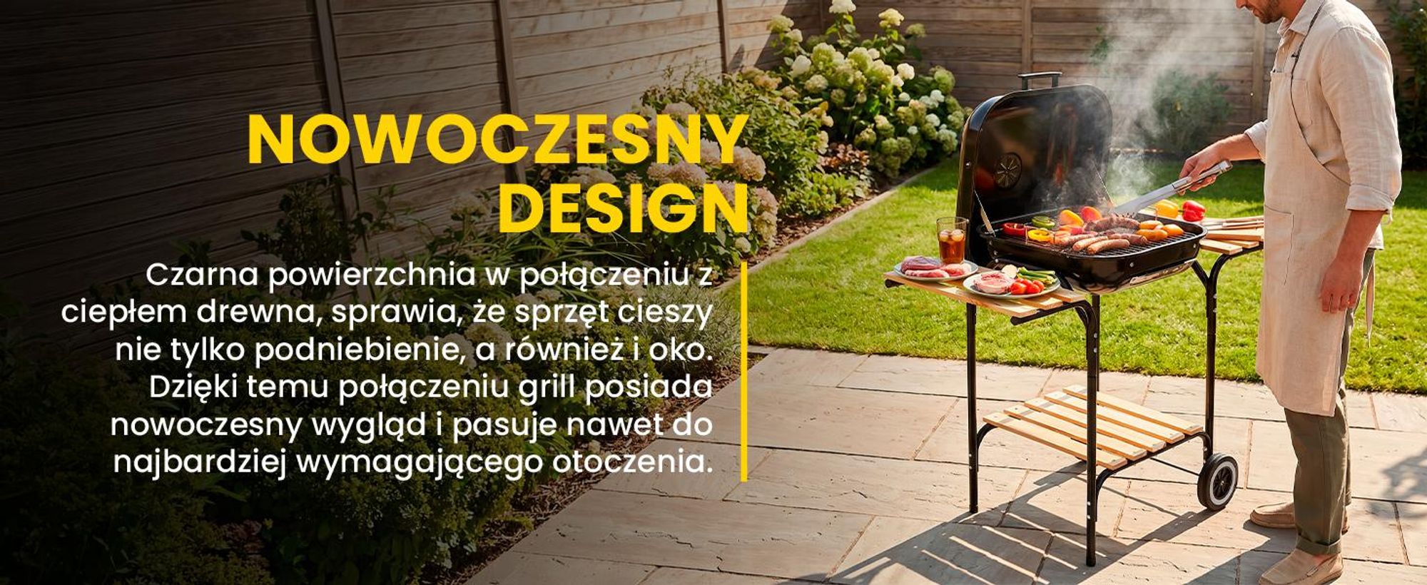 Grill węglowy z dwiema półkami i pokrywą w kolorze czarnym
