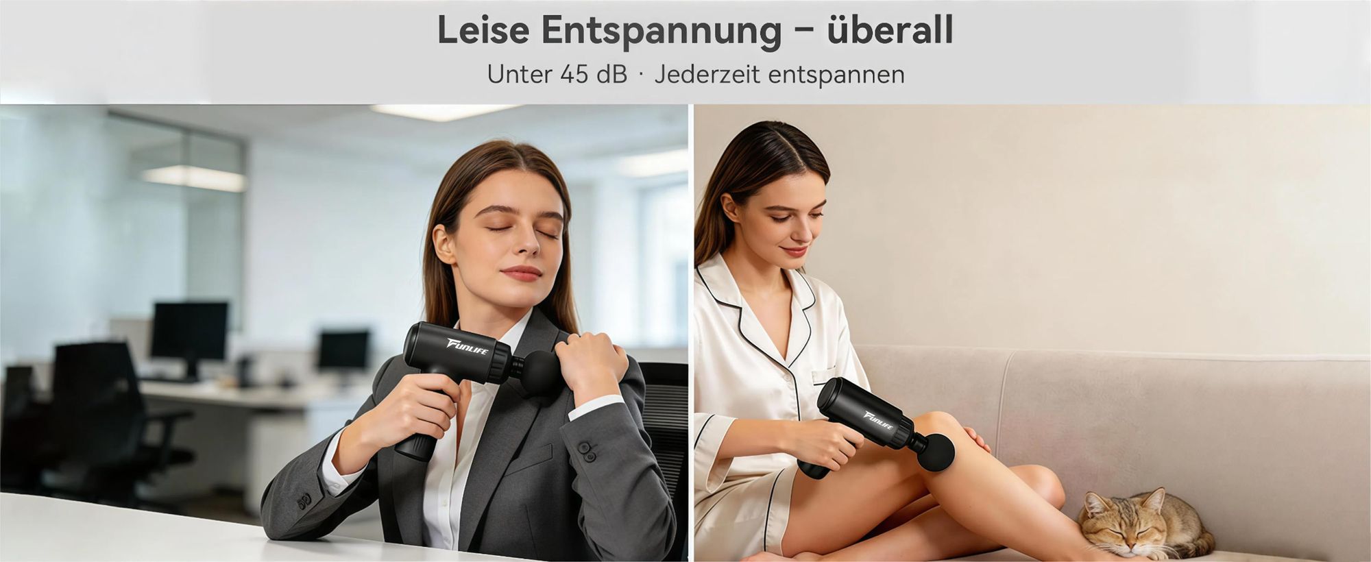 FunLife M2 Mini Massagepistole & Faszienpistole, 12 mm Tiefenhub, 6 Stufen, 4 Massageköpfe, USB-C, leise <45 dB, nur 0,5 kg，Mint Green