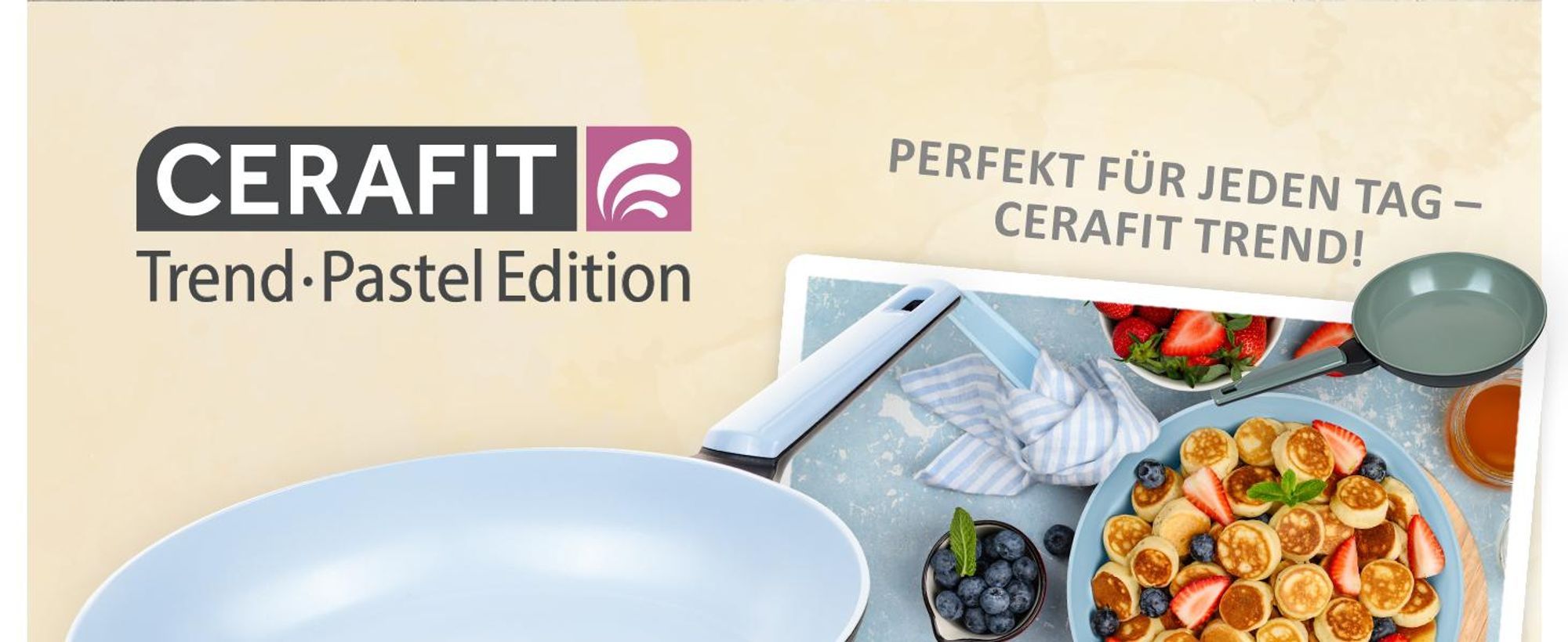Genius Cerafit Trend Pastell Edition Pfannenset 3 tlg. Bratpfanne 20, 24, 28 cm – Keramik Antihaft Pfannen für Induktion & alle Herdarten