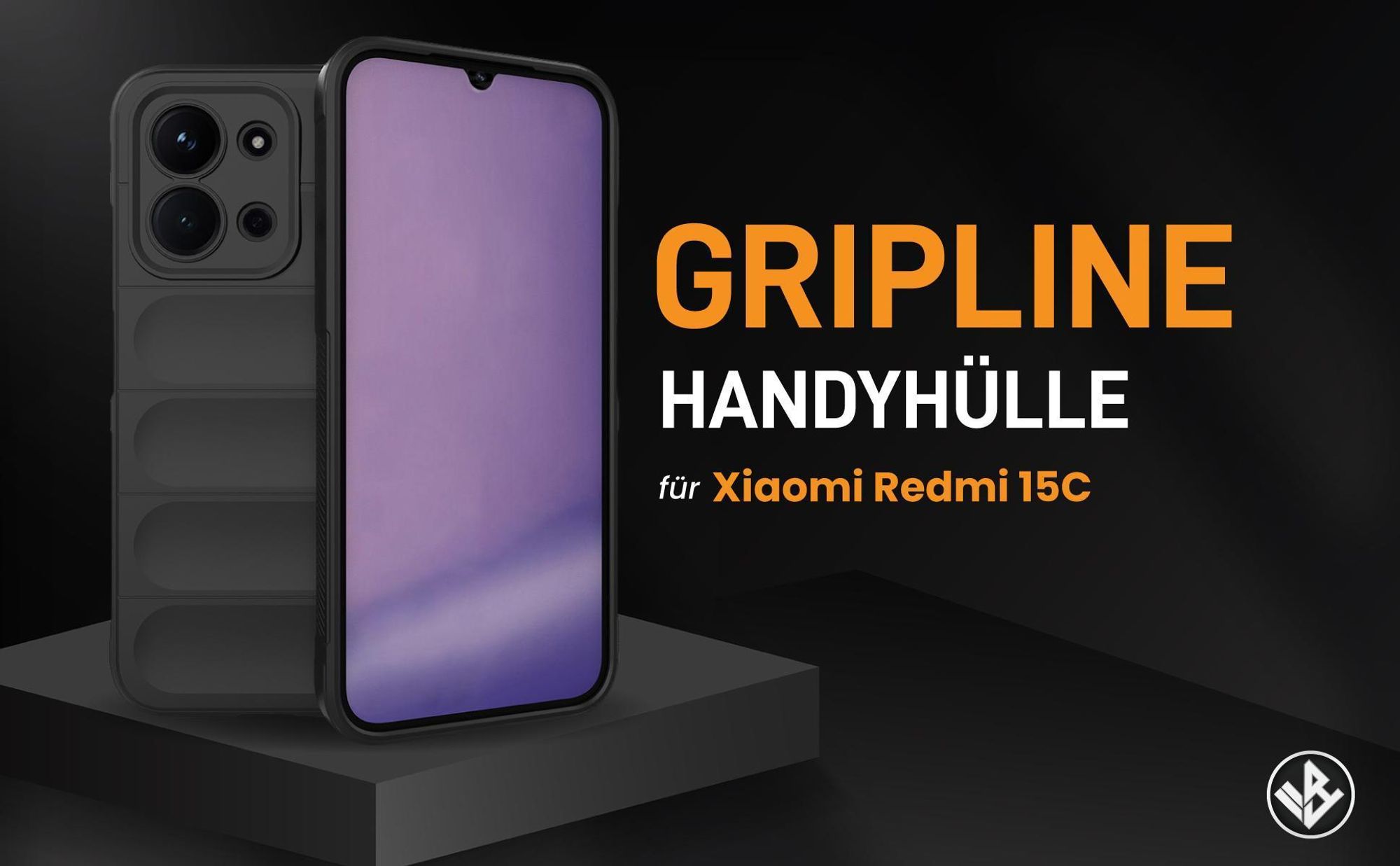 Schwarze ergonomische Grip Schutzhülle für das Xiaomi Redmi 15C