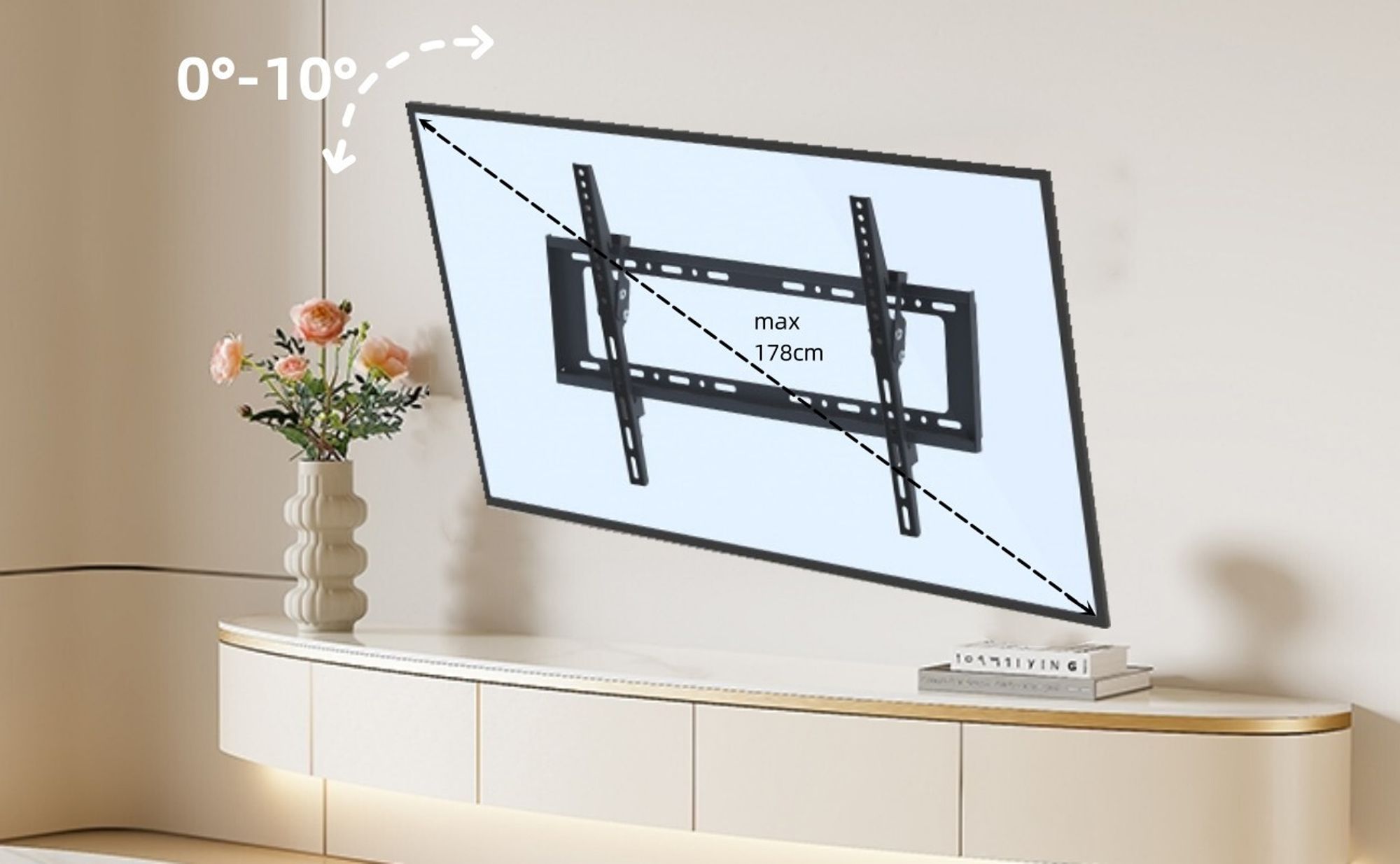 FCH 32-86 Zoll TV Wandhalterung Wandhalter LCD LED VESA 600x400 Flach neigbar Tragfähigkeit 50 kg