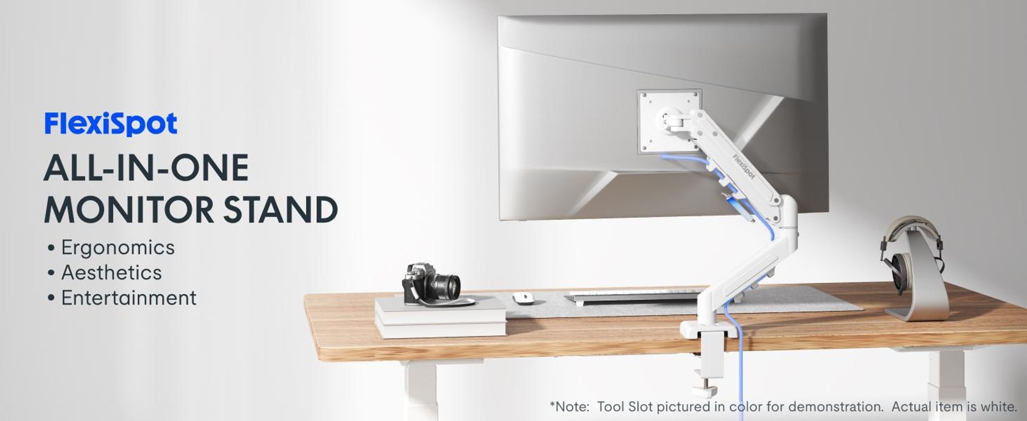 FLEXISPOT MA1 Monitorhalterung 17–32 Zoll, Gasdruckfeder Monitorarm für 1 Monitor, höhenverstellbar & schwenkbar, VESA 75x75/100x100, Weiß