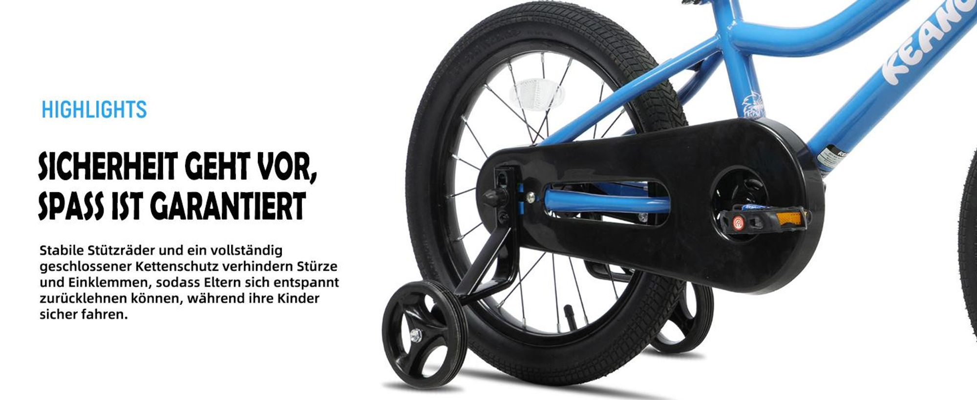 KEANO Kinderfahrrad mit abnehmbaren Stützrädern für kleine Fahranfänger