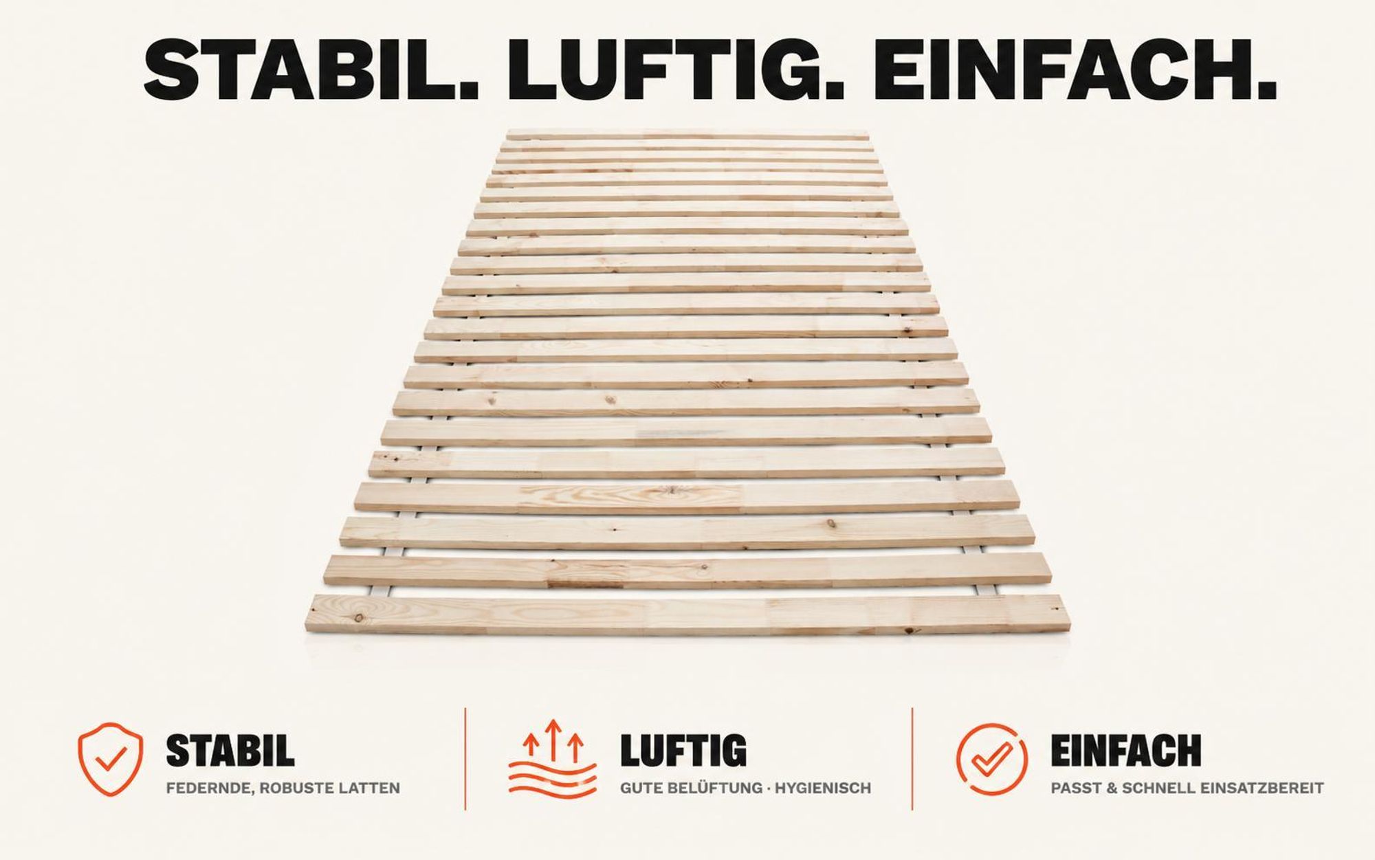WOLKENLAND Lattenrost 90 x 200 cm | 23 Latten | Massivholz | Vorgebohrte Löcher | Premium Rollrost