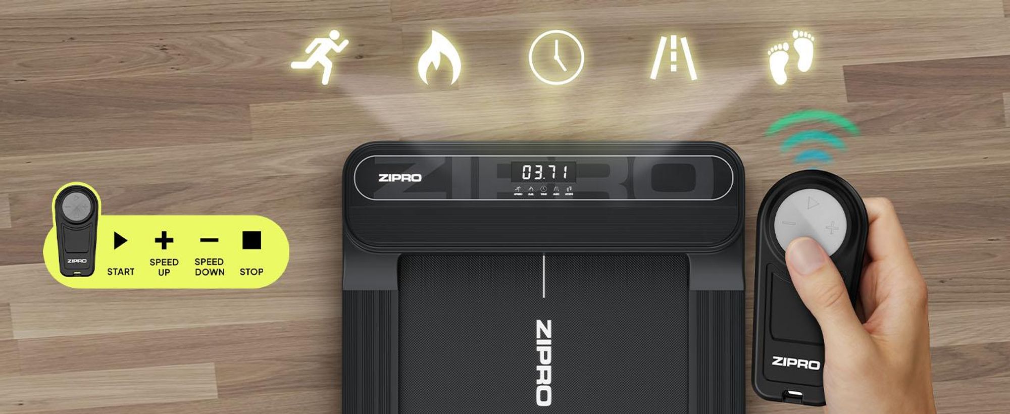 ZIPRO Catwalk Walking Pad – Elektrisches Laufband für den Schreibtisch, Ultraflach & Kompakt, Gehband für Home Office – Mit App-Kompatibilität, 1-6 km