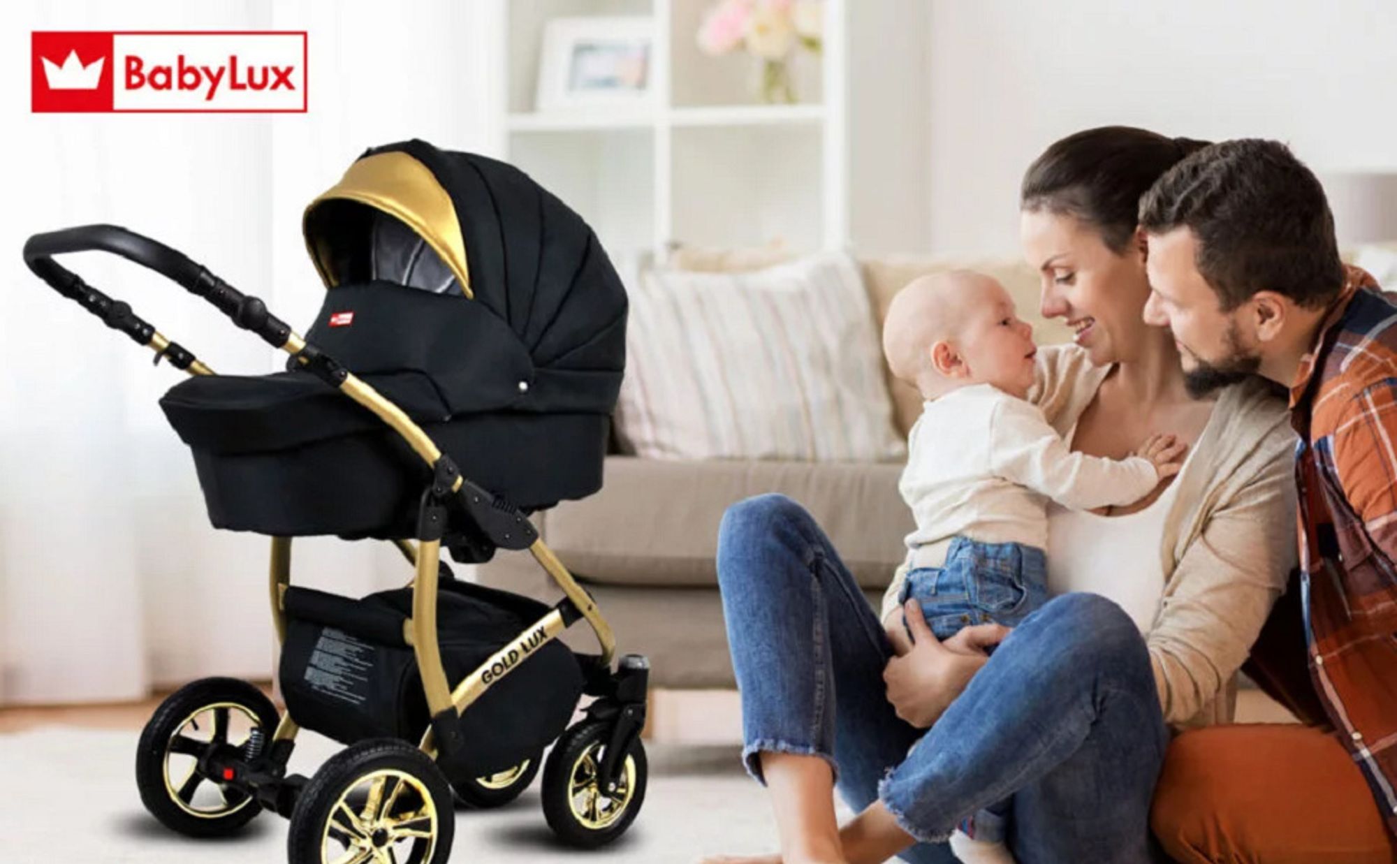 BabyLux® Gold Lux | 2in1 Kinderwagen Set | Sand Pearl | Kombikinderwagen | Kinderwagenset | Bugg