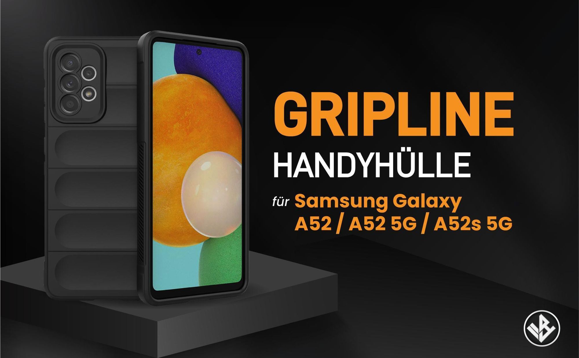 Schwarze ergonomische Grip Schutzhülle für das Samsung Galaxy A52 / A52 5G / A52s 5G