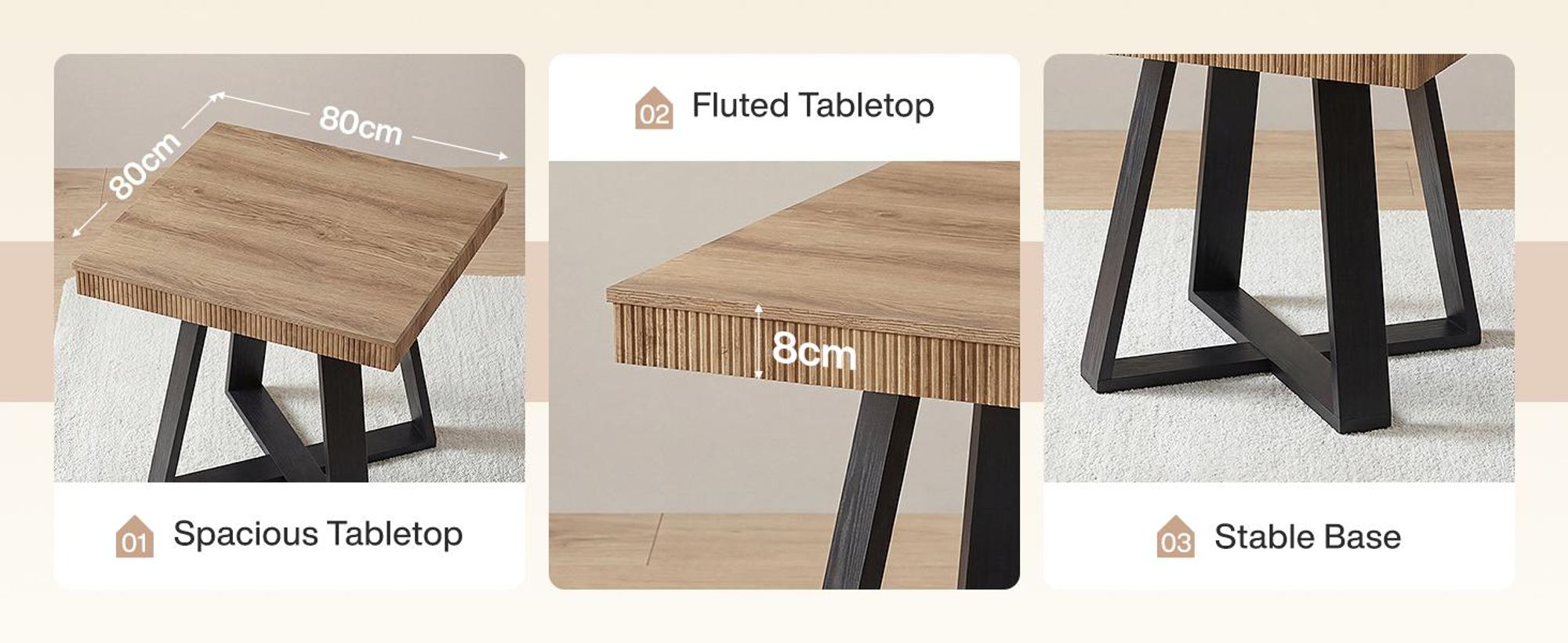 Tribesigns Esstisch 80 cm, rustikaler Holzküchentisch mit stabilem X-Gestell, Kleiner Küchentisch esszimmertisch Landhausstil für Wohnungen
