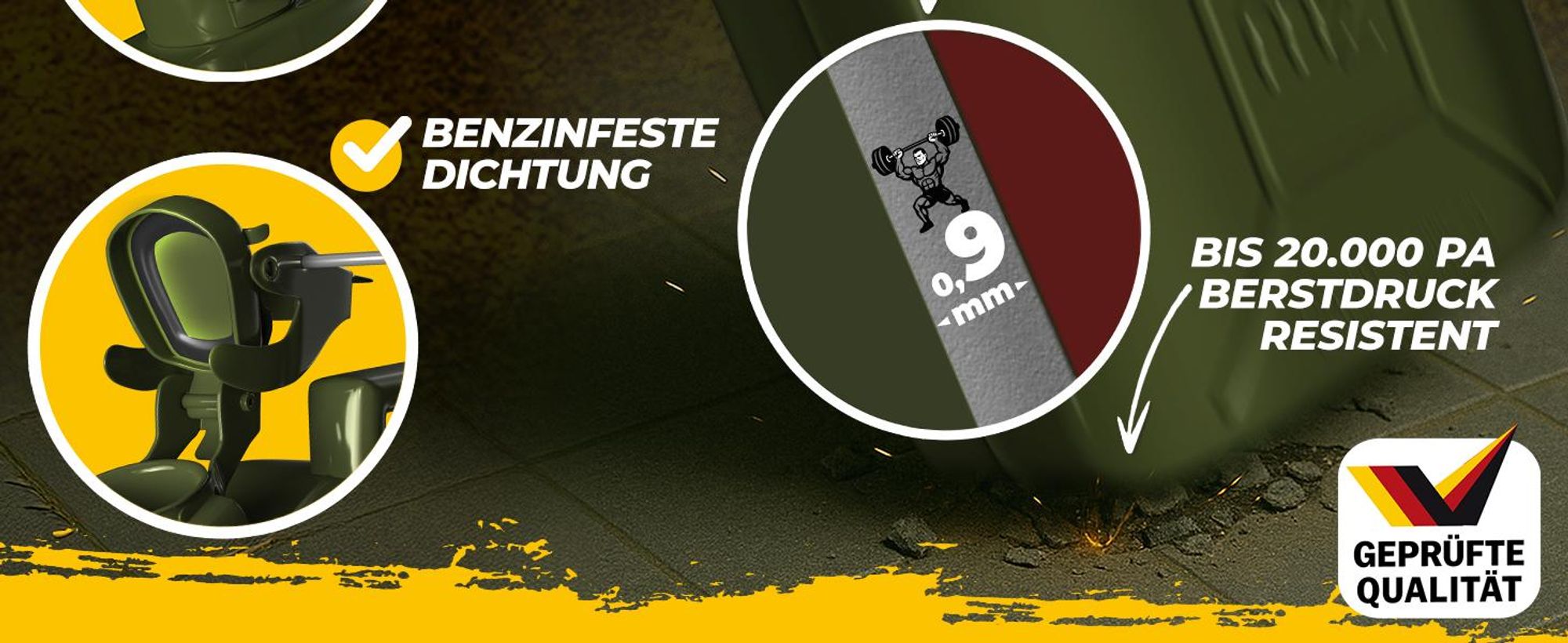 MONZANA® Benzinkanister 5L Metall mit Ausgießer UN-Zulassung Diesel Kraftstoffkanister Metallkanister Reservekanister