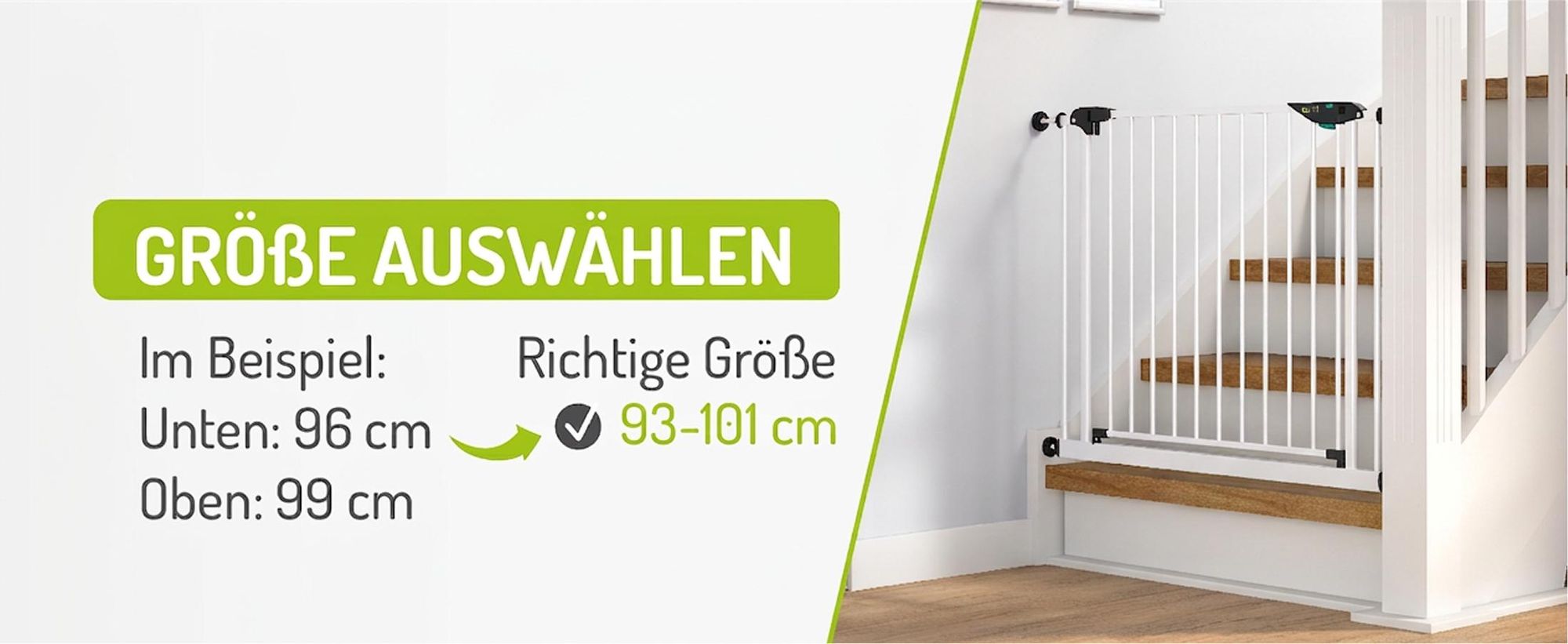 BOMI® Türschutzgitter Ohne Bohren 63-251 cm | 90° Feststellfunktion | Schließt automatisch | Kinderschutzgitter zum Klemmen