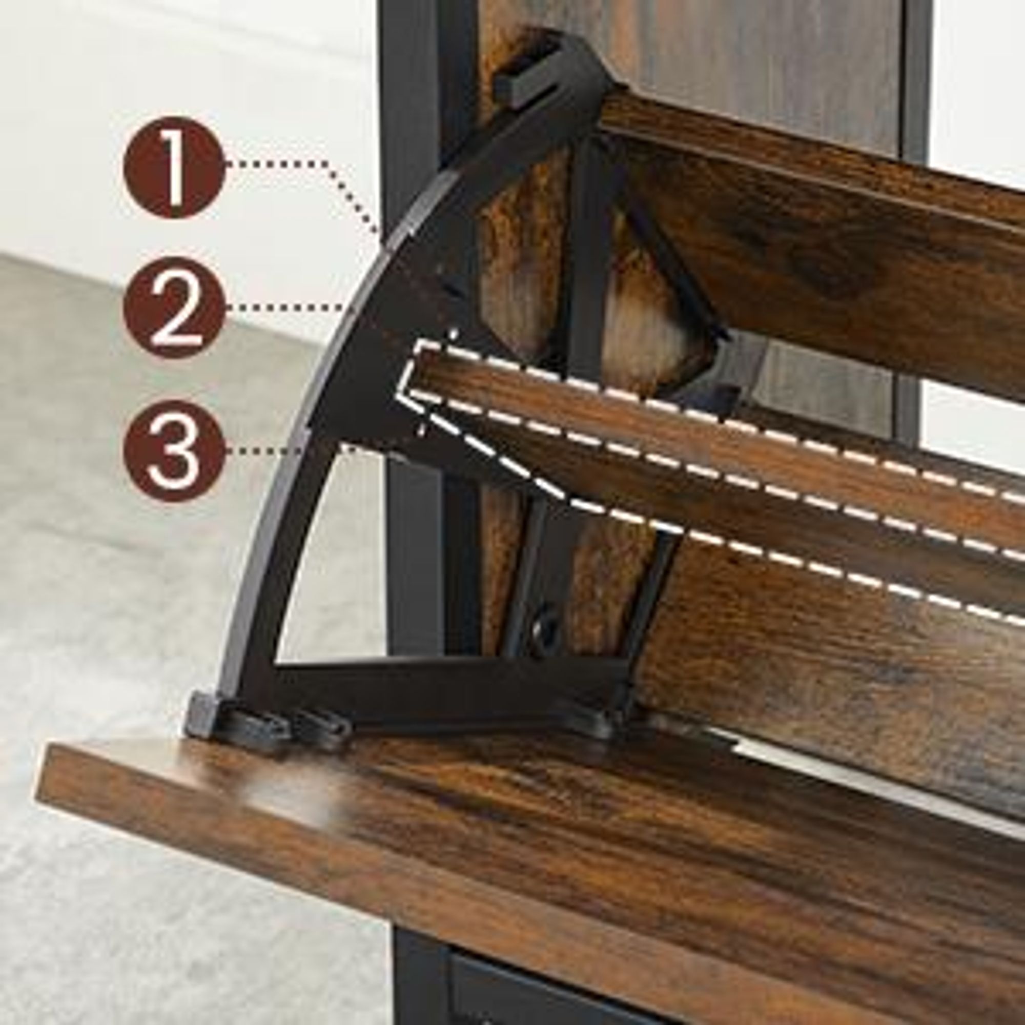 VASAGLE Garderobenständer mit Schuhschrank, Garderobe mit Sitzbank, Kleiderständer, Schuhkipper, 9 Haken, obere Ablage, für Flur, Schlafzimmer, Industrie-Design, vintagebraun-schwarz HSR405B01