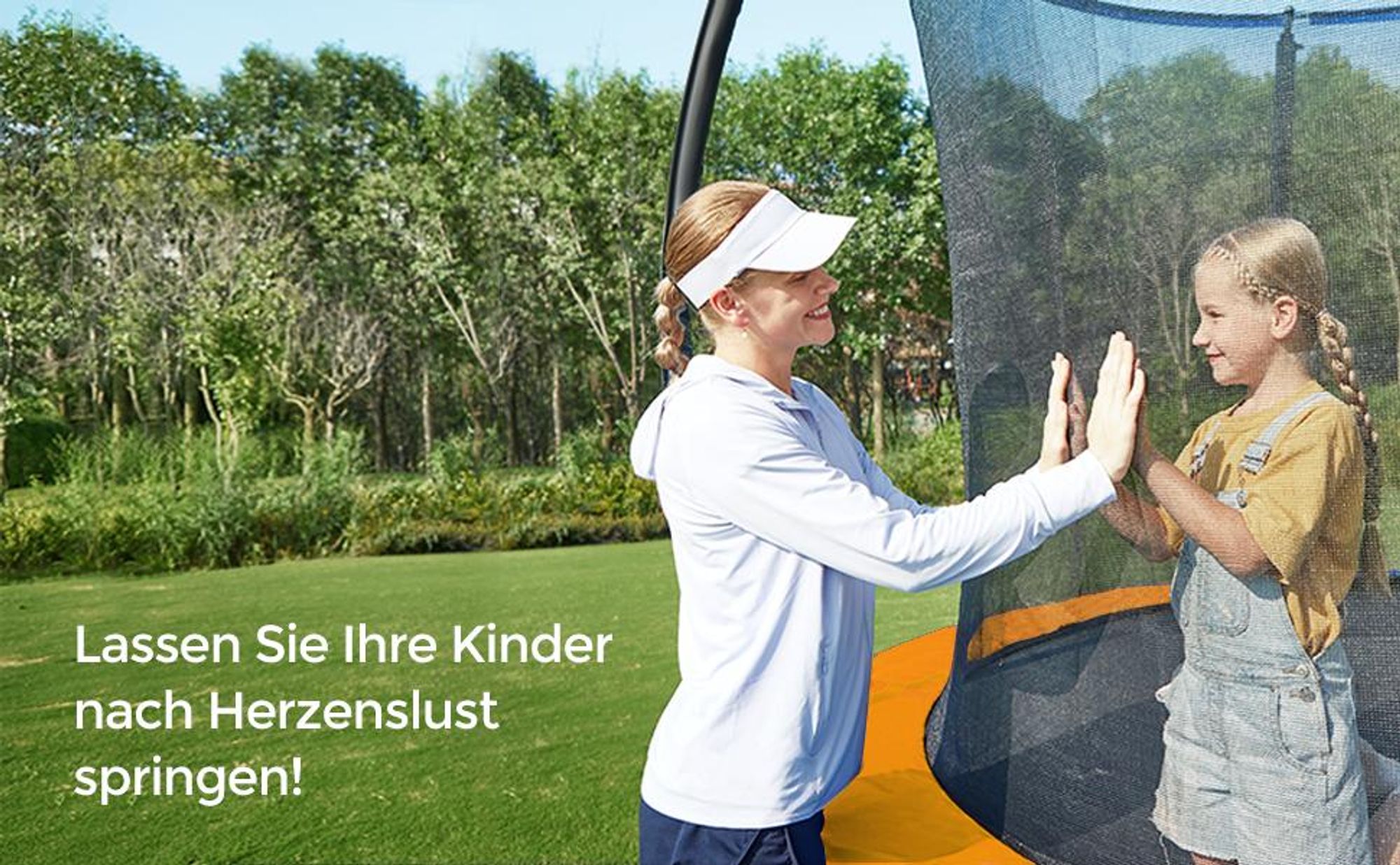 SONGMICS Trampolin Ø 305 cm mit Leiter + Netz + Stangen + Abdeckung sicher Fitnessgerät rundes Gartentrampolin schwarz