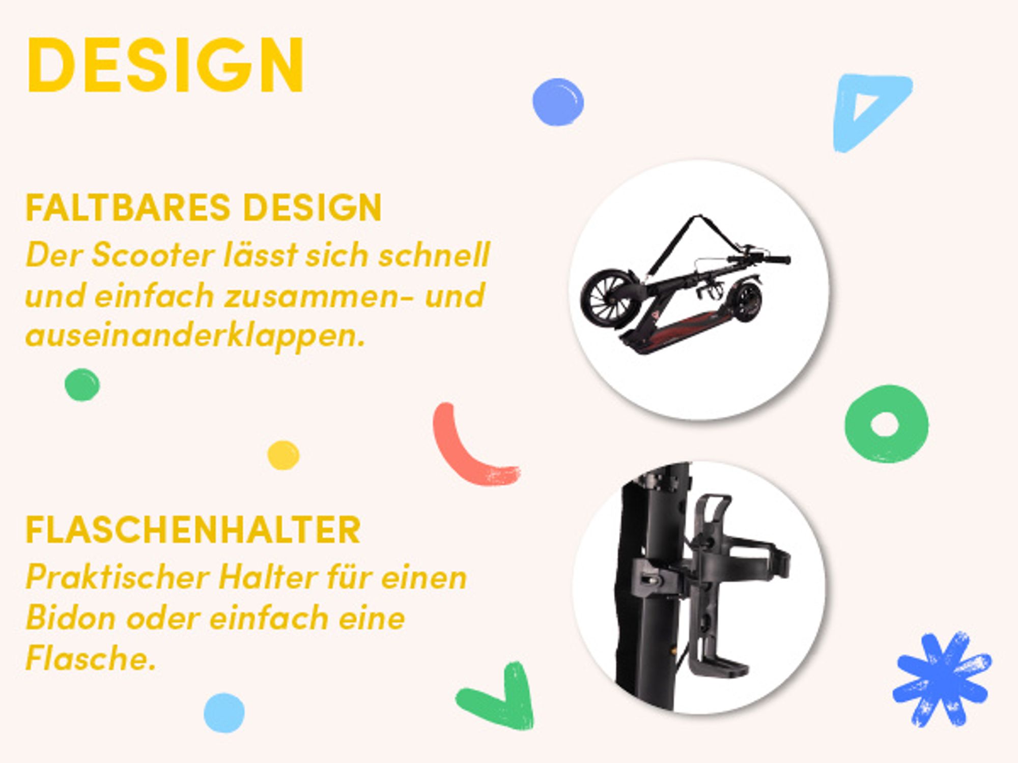 Kinderroller Scooter Cityroller mit Flaschenhalter
