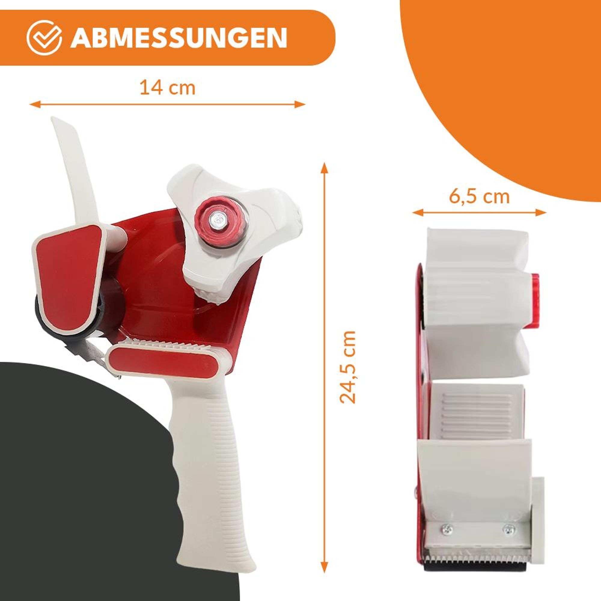 KRUMAD Paketbandabroller 48–50 mm – robuster Handabroller mit ergonomischem Griff – Klebebandabroller für Umzug, Lager, Büro & Versand