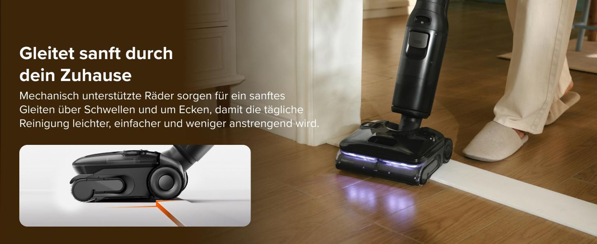 Roborock F25 Steam Nass Trockensauger mit Dampf, 180 °C Dampfmopp, 25.000Pa Saugkraft, Hochtemperatur-Selbstreinigung mit 95 °C, 180° Flaches Design