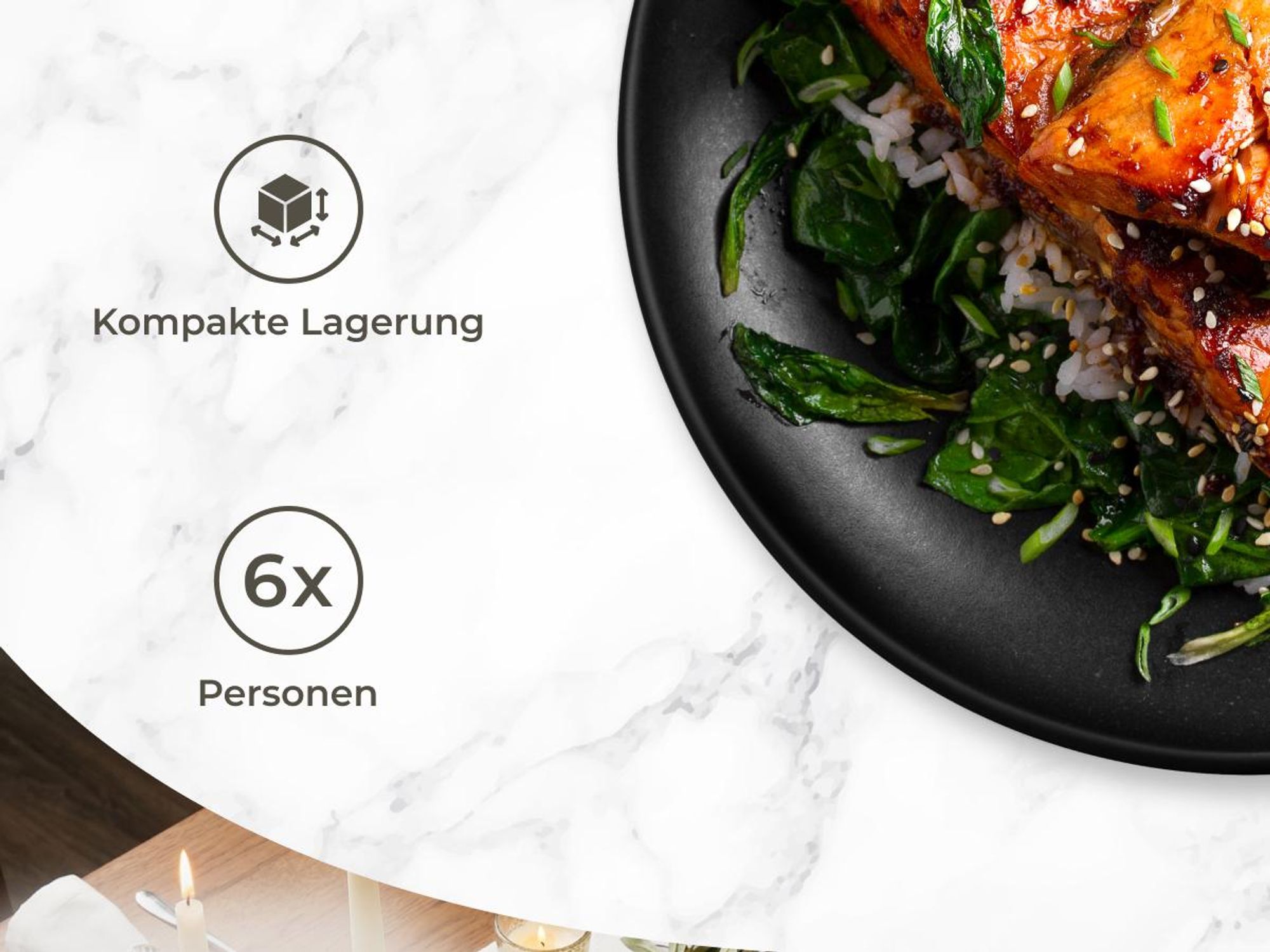 tectake® Tafelservice Una für 6 Personen ineinander stapelbar