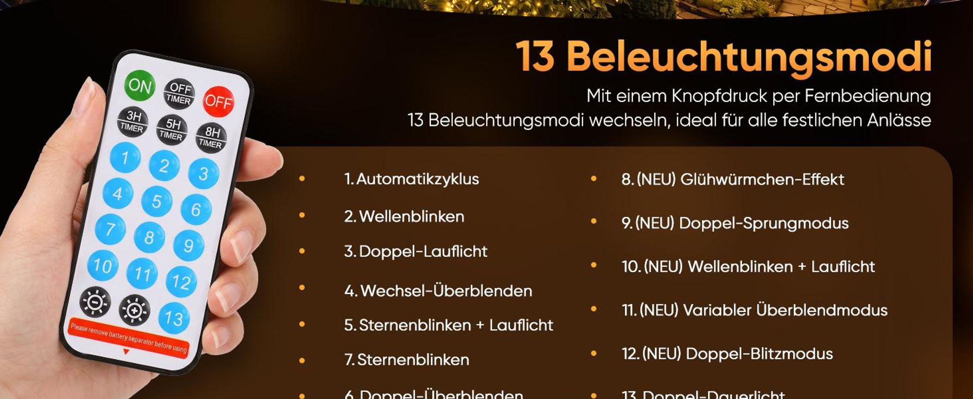SALCAR Eisregen Lichterkette Solar Außen, 15.6M 480er LED Eiszapfen Lichtervorhang Fenster ,13 Modi Beleuchtung Solarlichterkette mit Fernbedienung