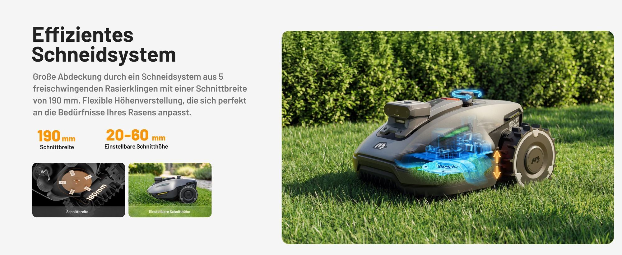 Mähroboter Mammotion YUKA Mini 2 800 mit Garage, Waschständer, bis 800 m², DropMow, Auto-Kartierung, Kantenschneiden, 4G-Modul, APP