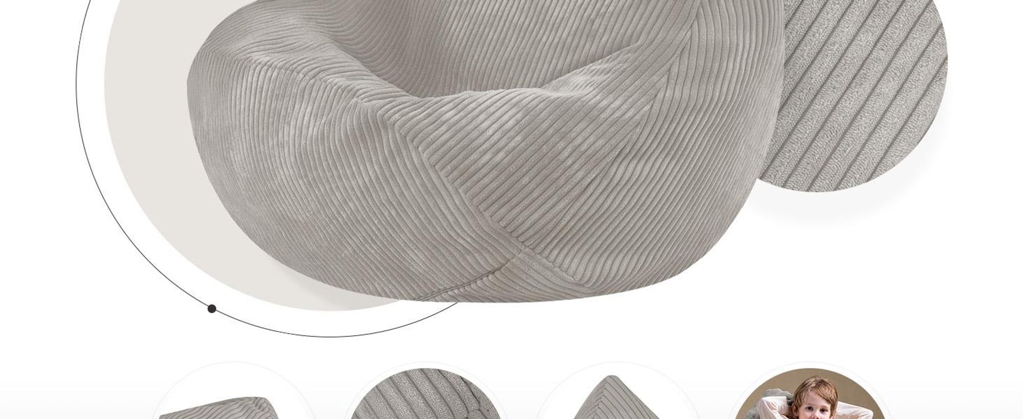 MISIOO Kinder Sitzsack Premium - Ergonomischer - Ab 12 Monaten - Bequeme Sitzsäcke fürs Kinderzimmer - Sitzsack mit Leichter Styroporfüllung