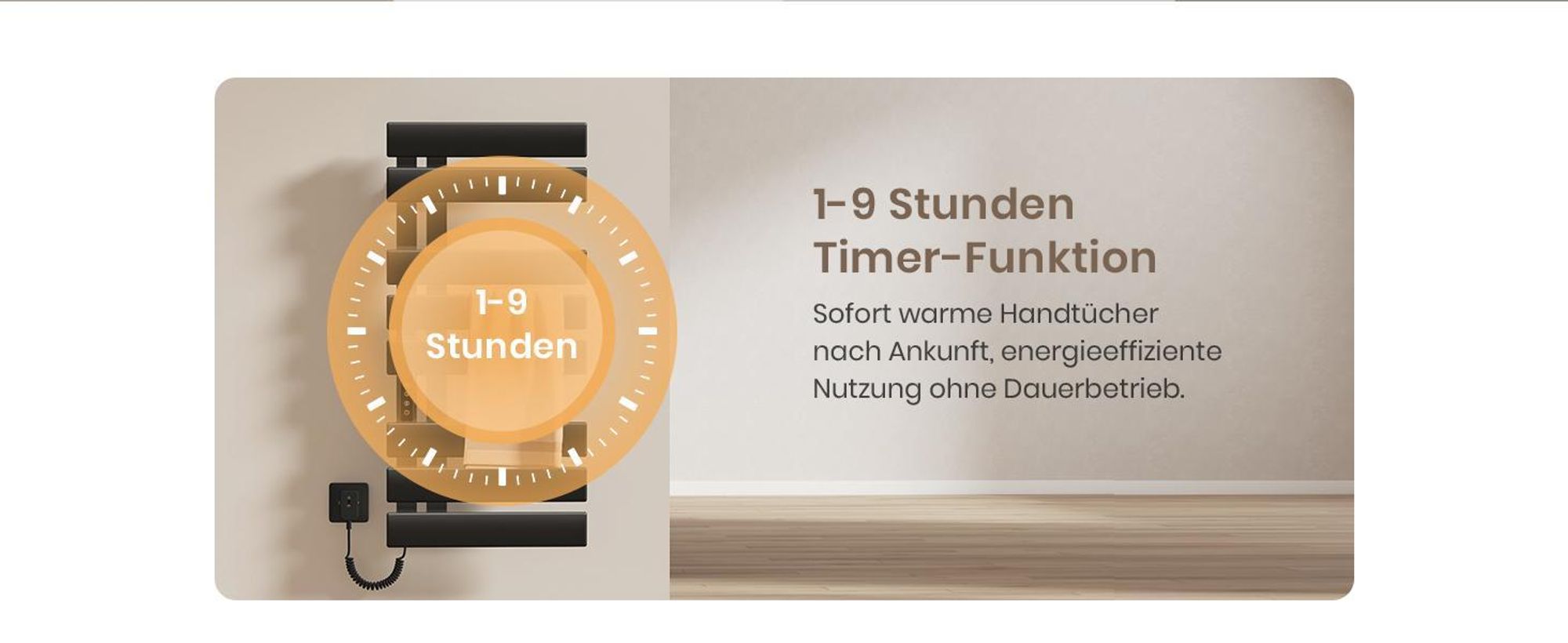 EMKE Handtuchwärmer elektrisch Intelligente Badheizkörper, 1000X500mm 320W Handtuchheizkörper Wifi APP Steurung Touch LCD Timer 1-9H, IPX5 Schwarz