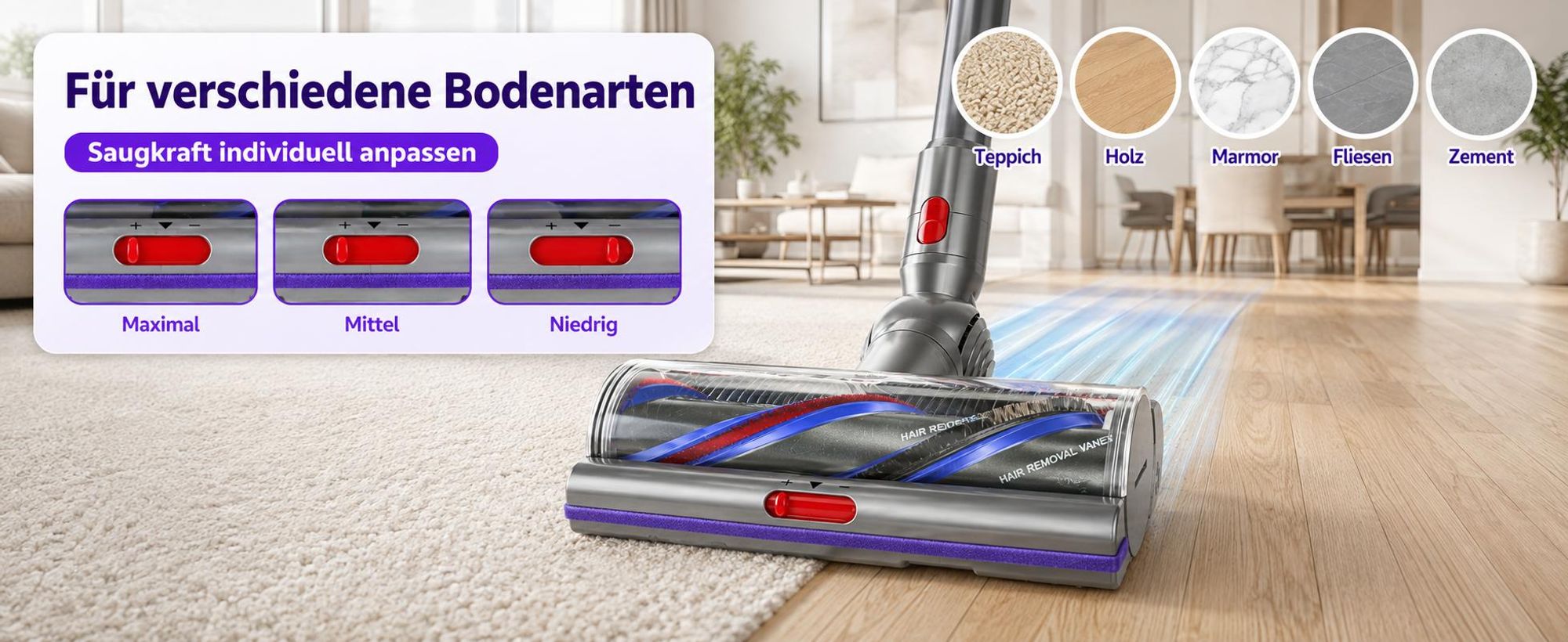 Ersatz-Staubsaugeraufsatz mit hohem Drehmoment für Dyson V11 V15 V10 V8 V7, Upgrade-Staubsaugerkopf für Dyson Staubsaugerteile und Zubehör