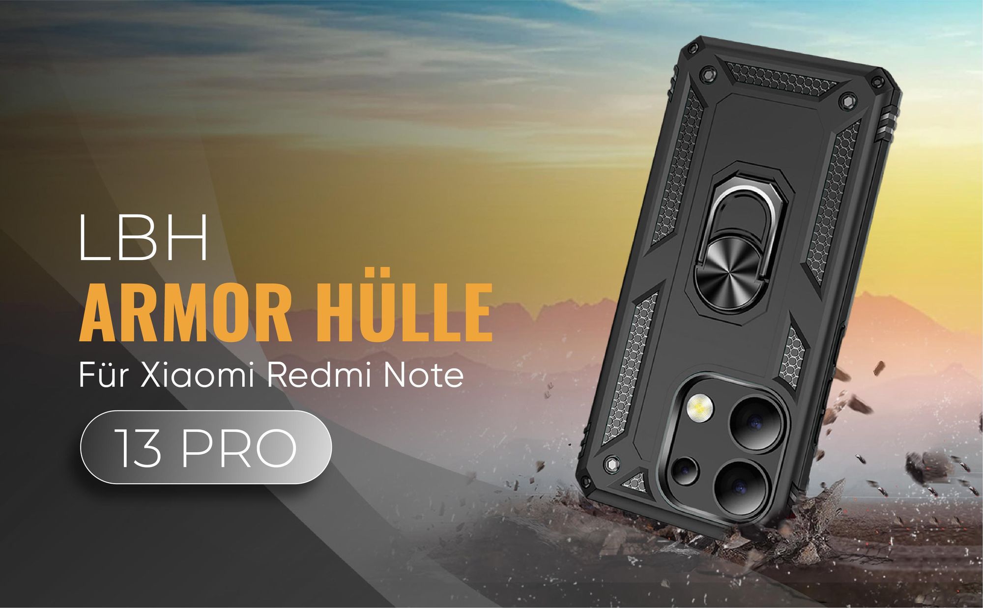 Schwarze Outdoorhülle für Xiaomi Redmi Note 13 Pro
