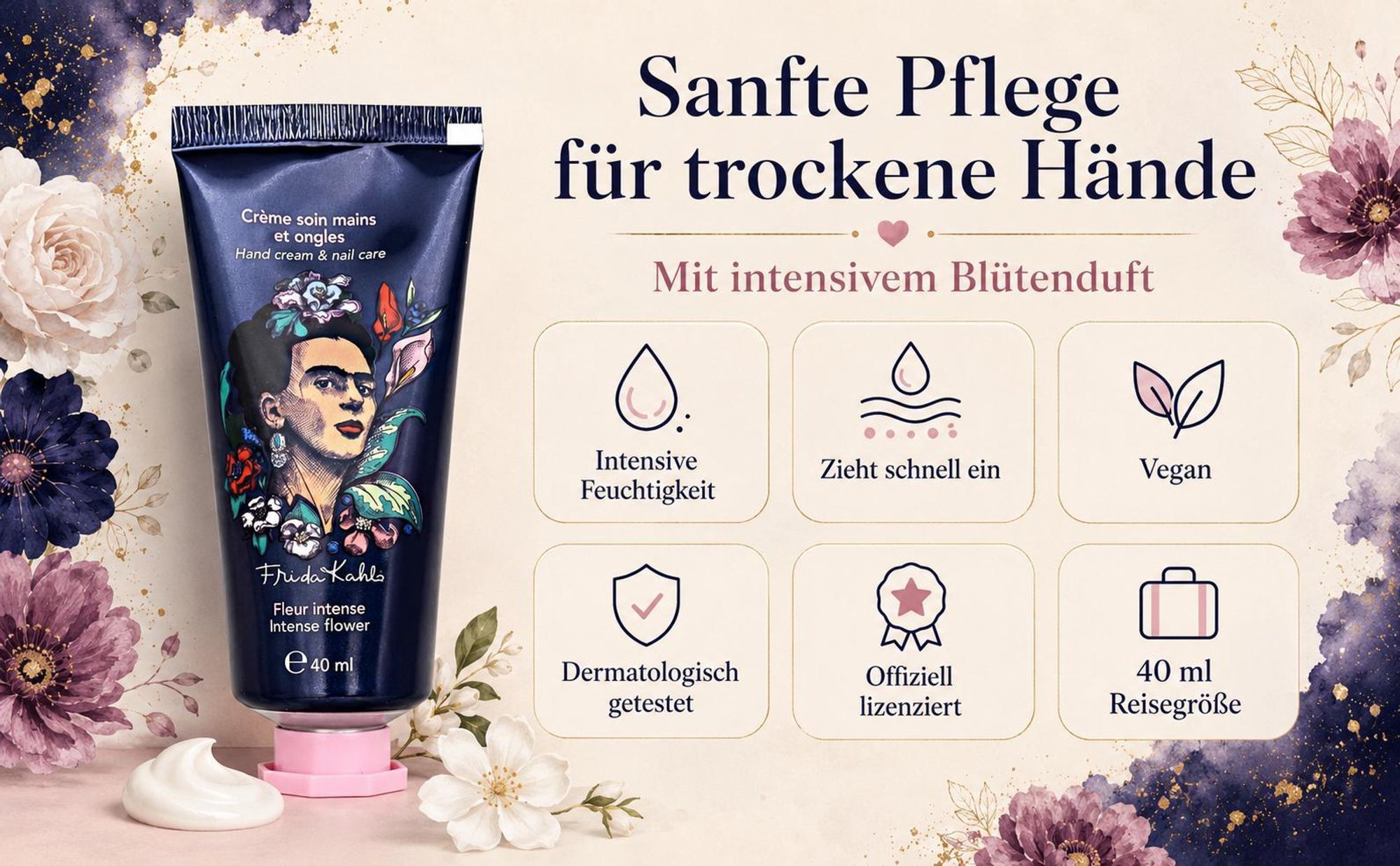 Frida Kahlo Handcreme – Blumen Feuchtigkeitspflege