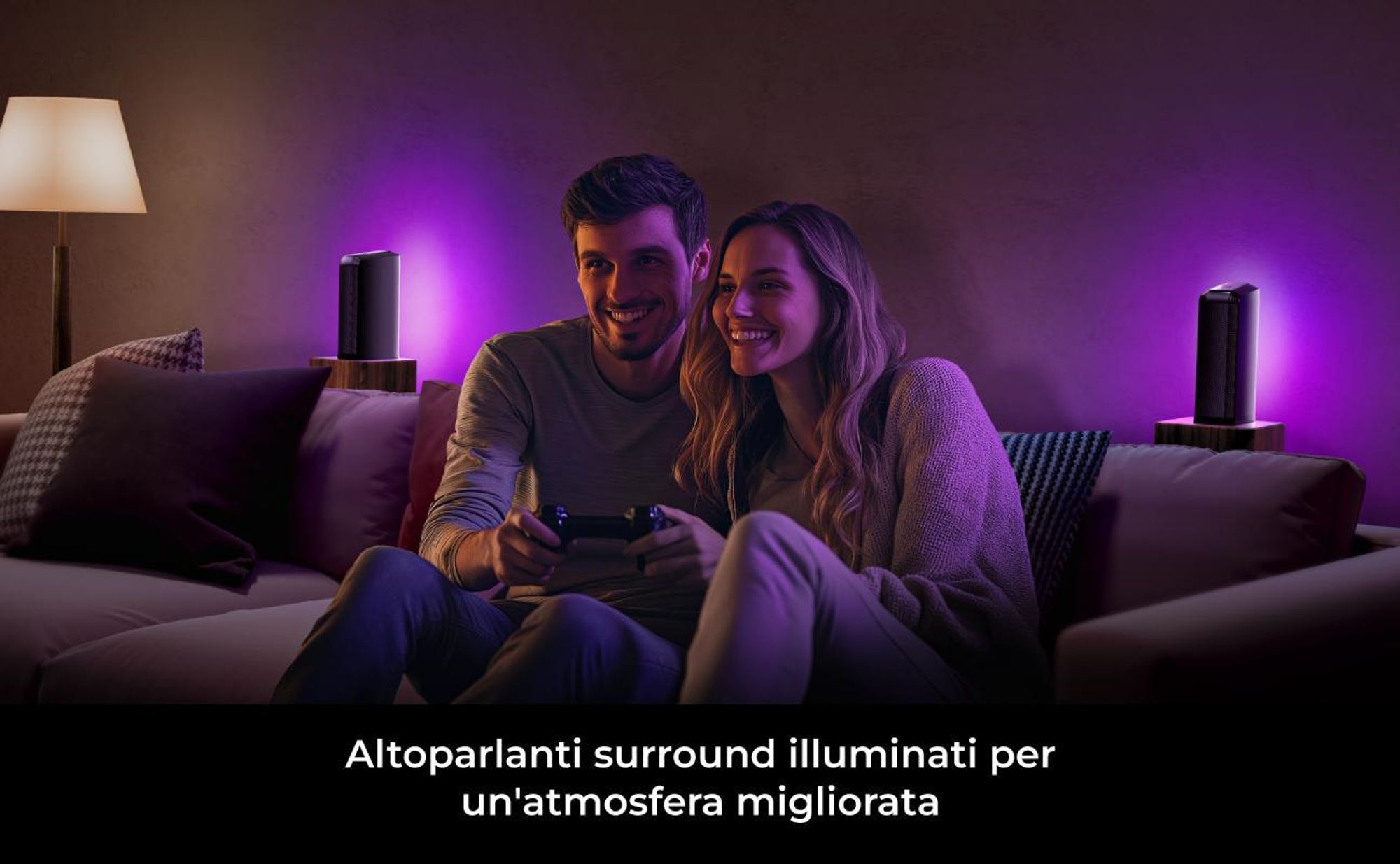 ULTIMEA Soundbar staccabile a 7,1 canali con luce RGB, sistema audio surround virtuale con subwoofer, 2 diffusori surround, 410 W