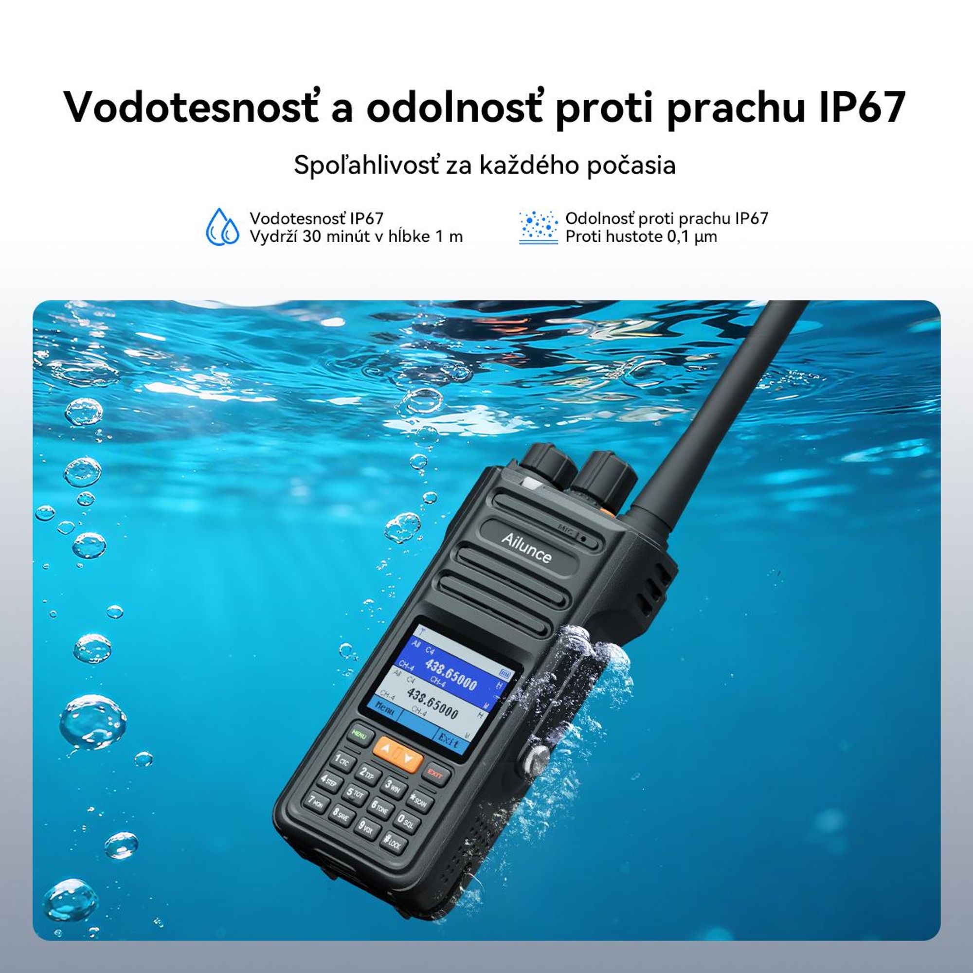 Retevis Ailunce HA2 Bluetooth rádio, rádioamatérske, APP ovládanie, APRS/GPS, rýchle nabíjanie, IP67 vodotesné, 2800mAh, SOS, pre rádioamatérov