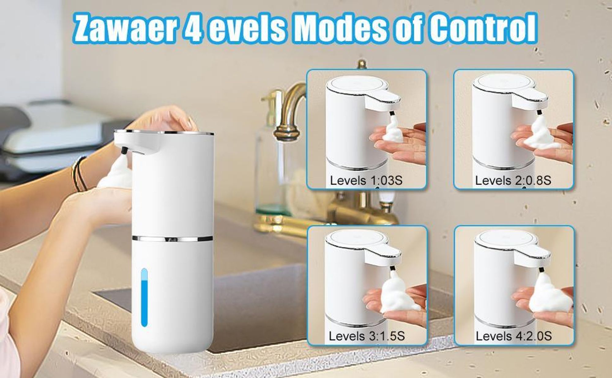 Seifenspender Automatisch, Sensor Infrarot, 380ml Berührungsloser Automatischer Seifenspender, USB Wiederaufladbar,IPX5 Wasserdicht für Bad Toilette