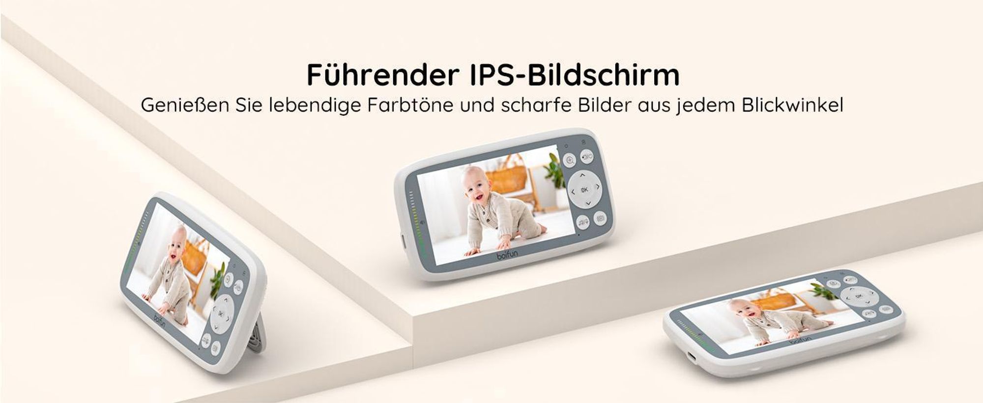 BOIFUN Babyphone HD 4 Zoll mit 2 Kameras ohne WLAN VOX Nachtsicht Babyfon 2-Wege-Gespräch Erweiterbar bis 4 Kameras mit Halterung