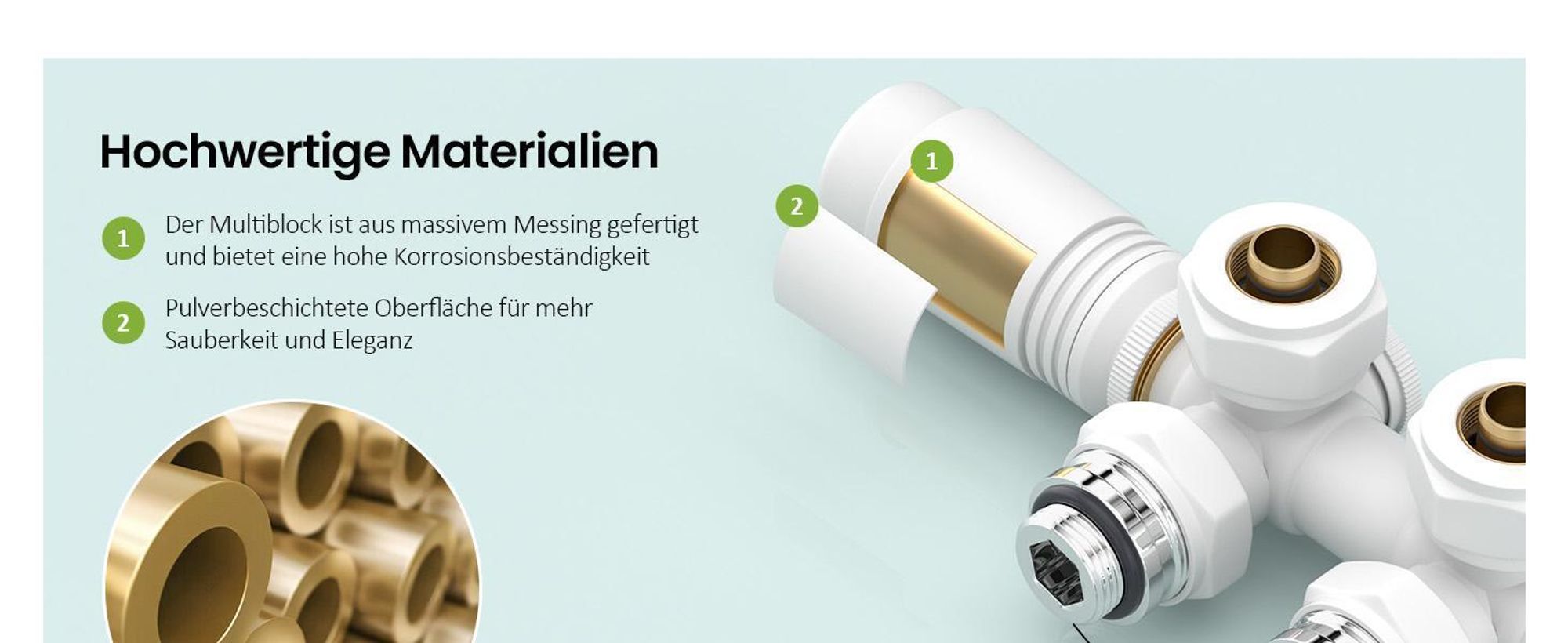 S'AFIELINA Multiblock Set für Heizkörper Anschlussarmatur, Weiß (2 St) Thermotstat Hahnblock Ventil Heizungszubehör Eck- und Durchgangsform