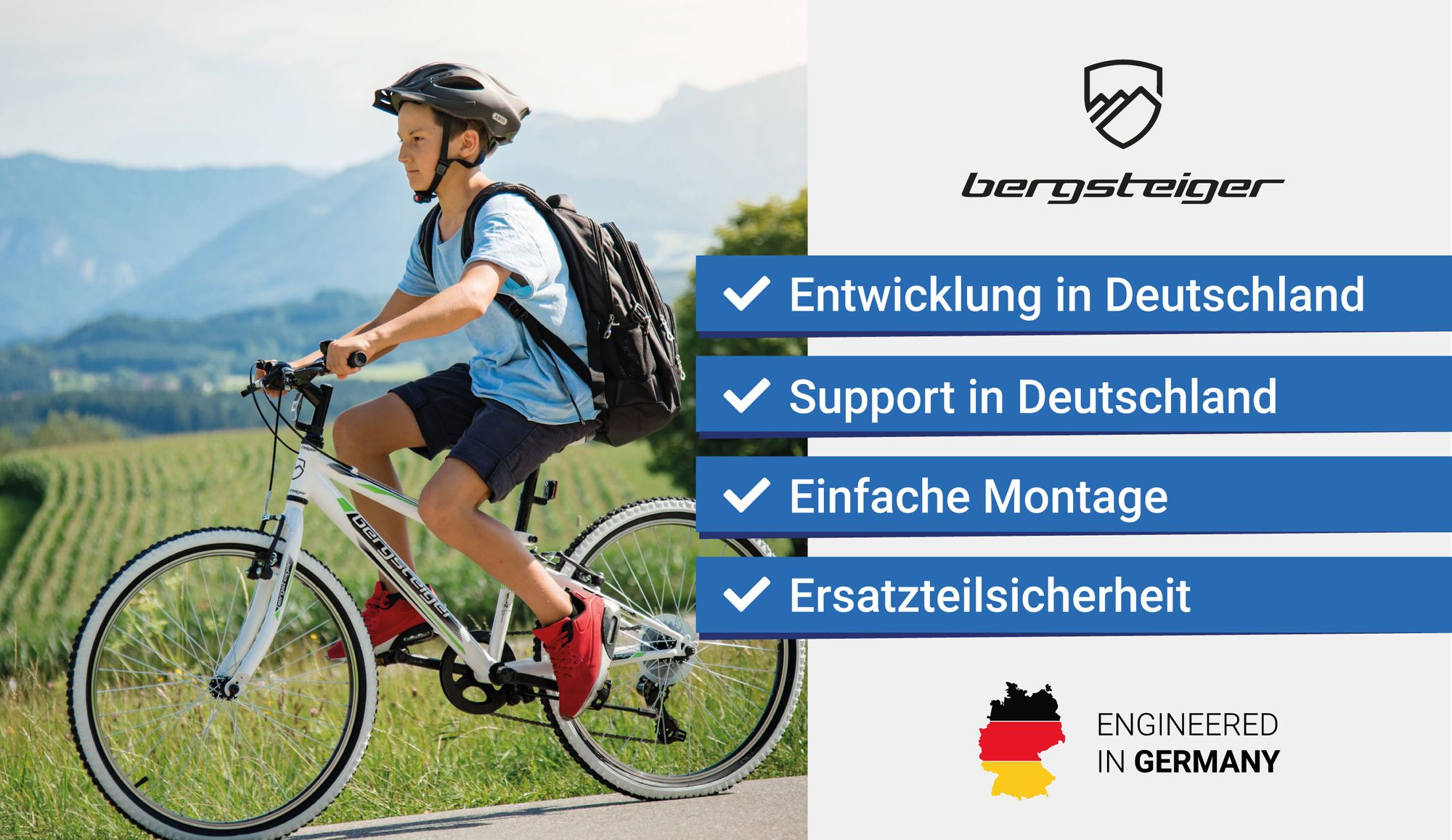 Bergsteiger Kansas 24 Zoll Kinderfahrrad, geeignet für 8, 9, 10, 11 Jahre, Shimano 6 Gang-Schaltung, Mountainbike mit Weißwandbereifung, Jungen-Fahrrad, Mädchen-Fahrrad